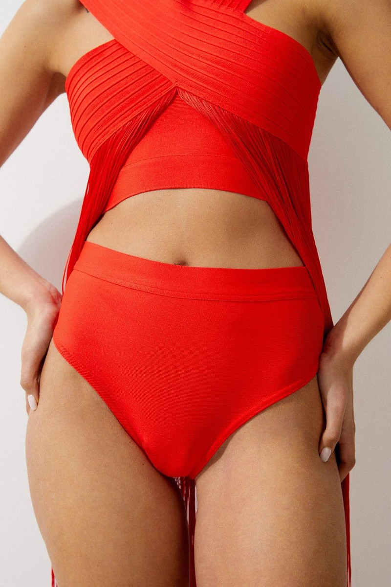 KAREN MILLEN High Waisted Bandage Bikini Bottoms outlook
