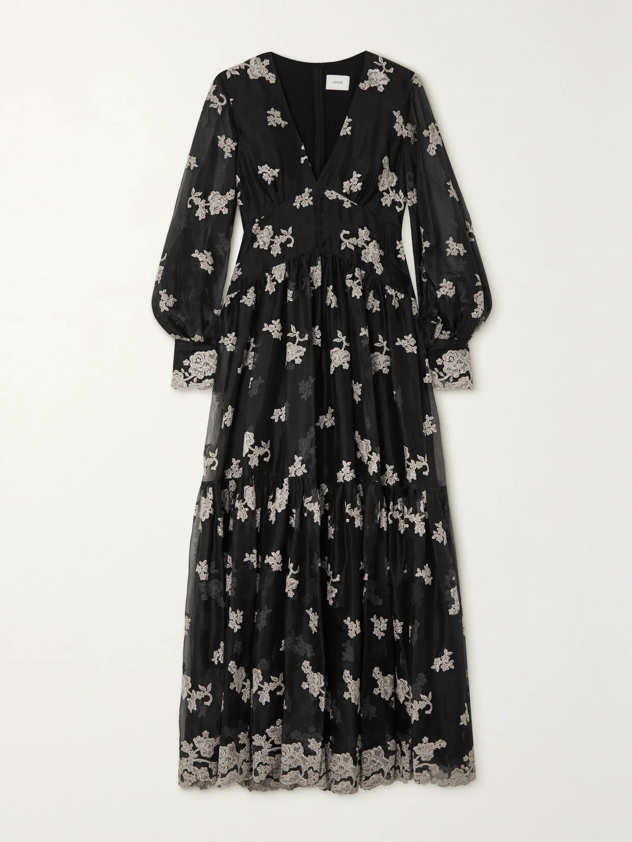Tabetha Tiered Embroidered Silk-organza Maxi Dress - 1