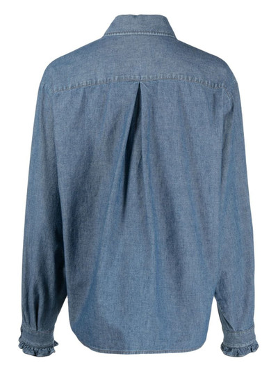 Ports 1961 pleated long-sleeve denim shirt outlook