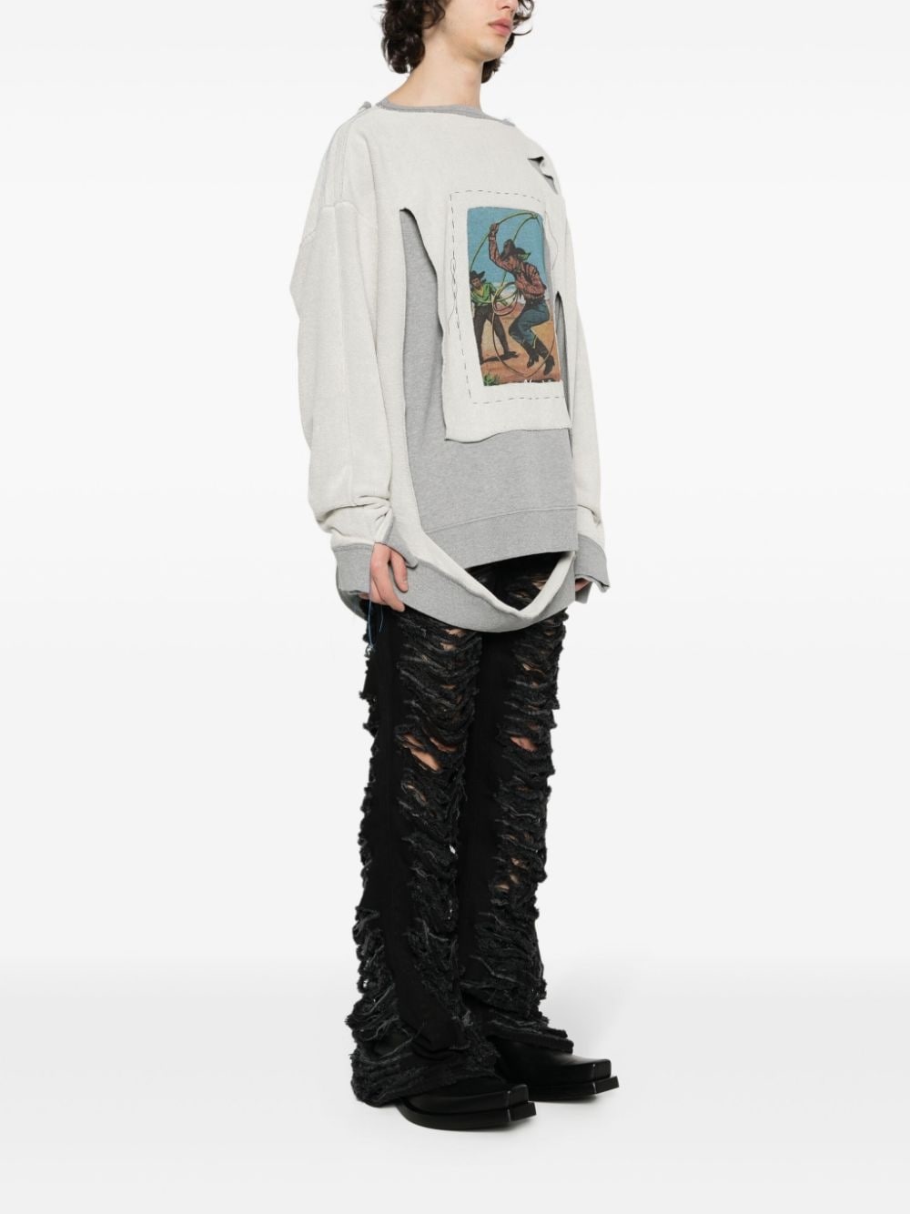 ripped inside-out sweatshirt - 4