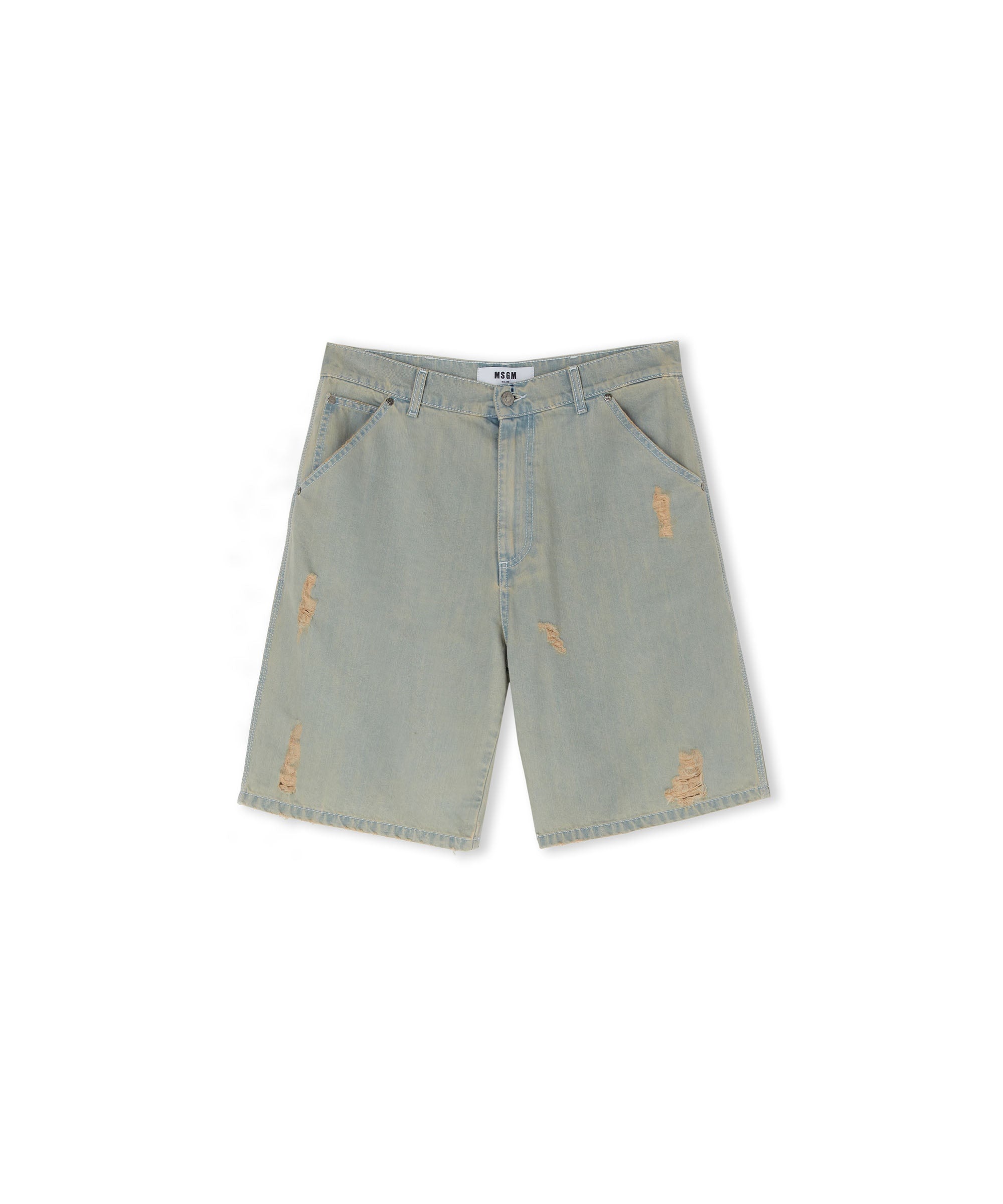 5 pocket light denim Bermudas with breaks - 1