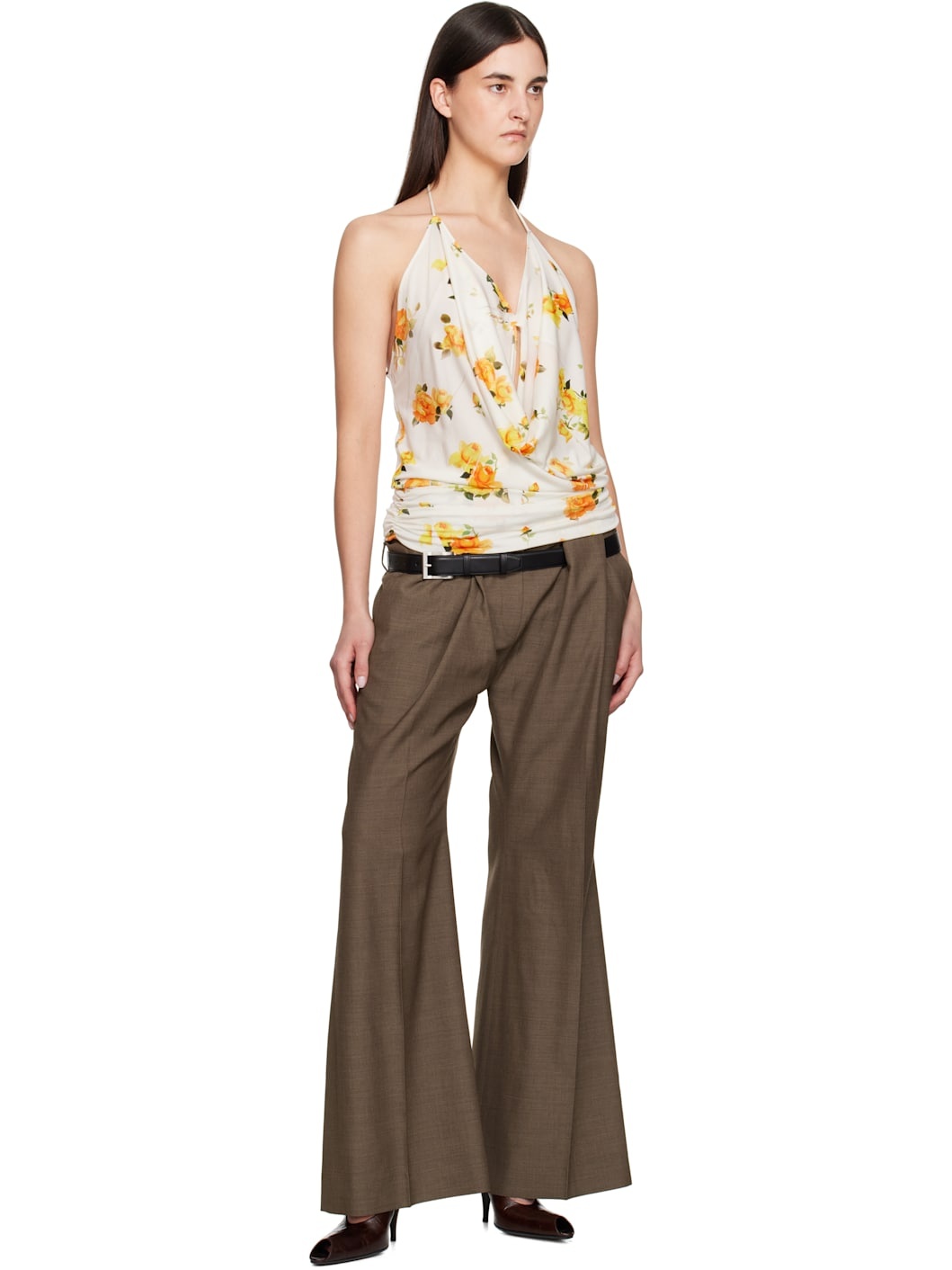 White & Orange Rose Camisole - 4