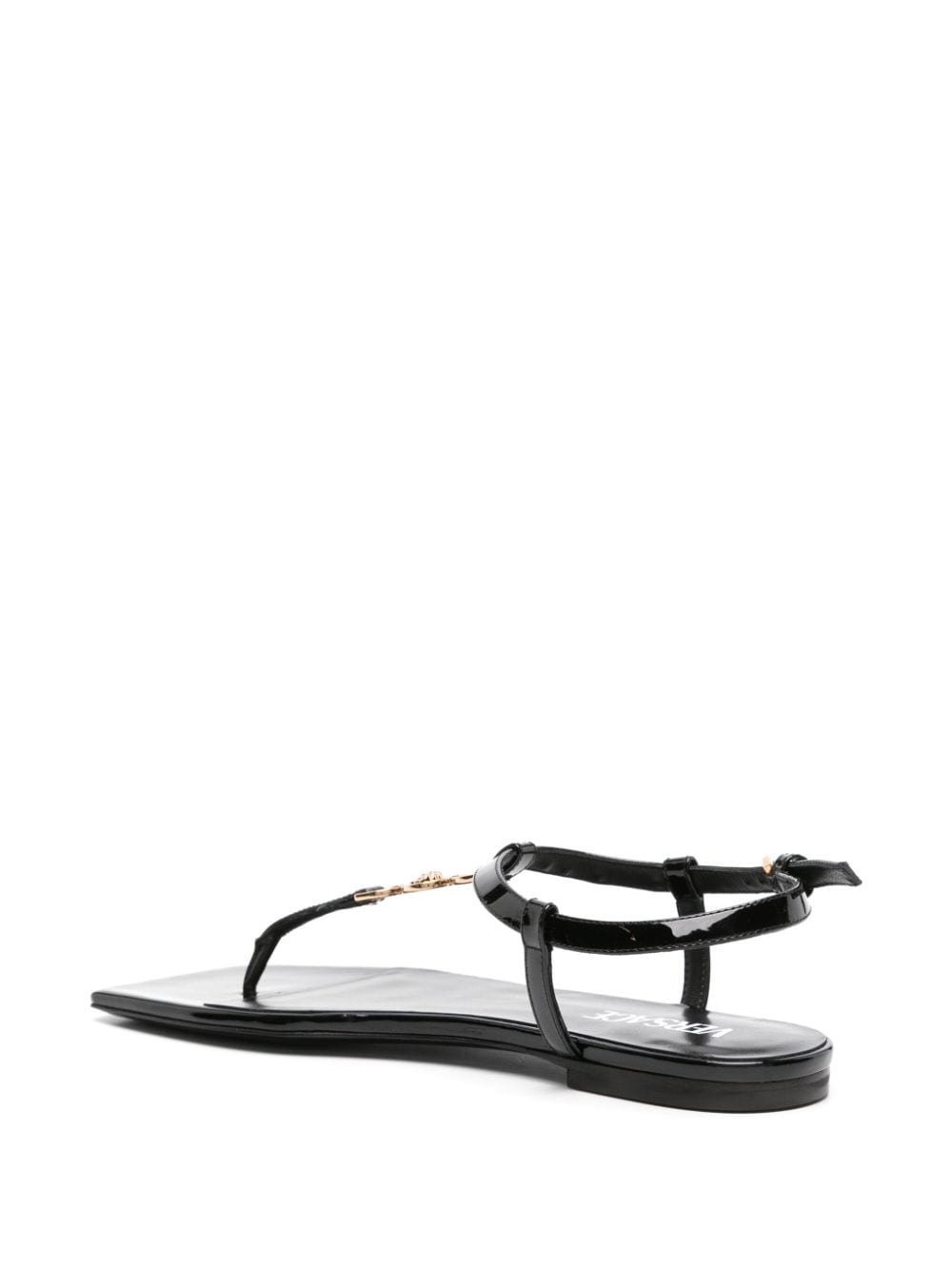 Medusa-plaque patent-leather sandals - 3