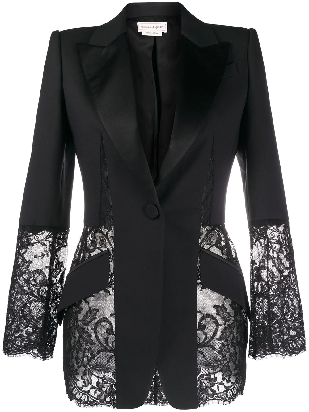 floral lace panel blazer - 1