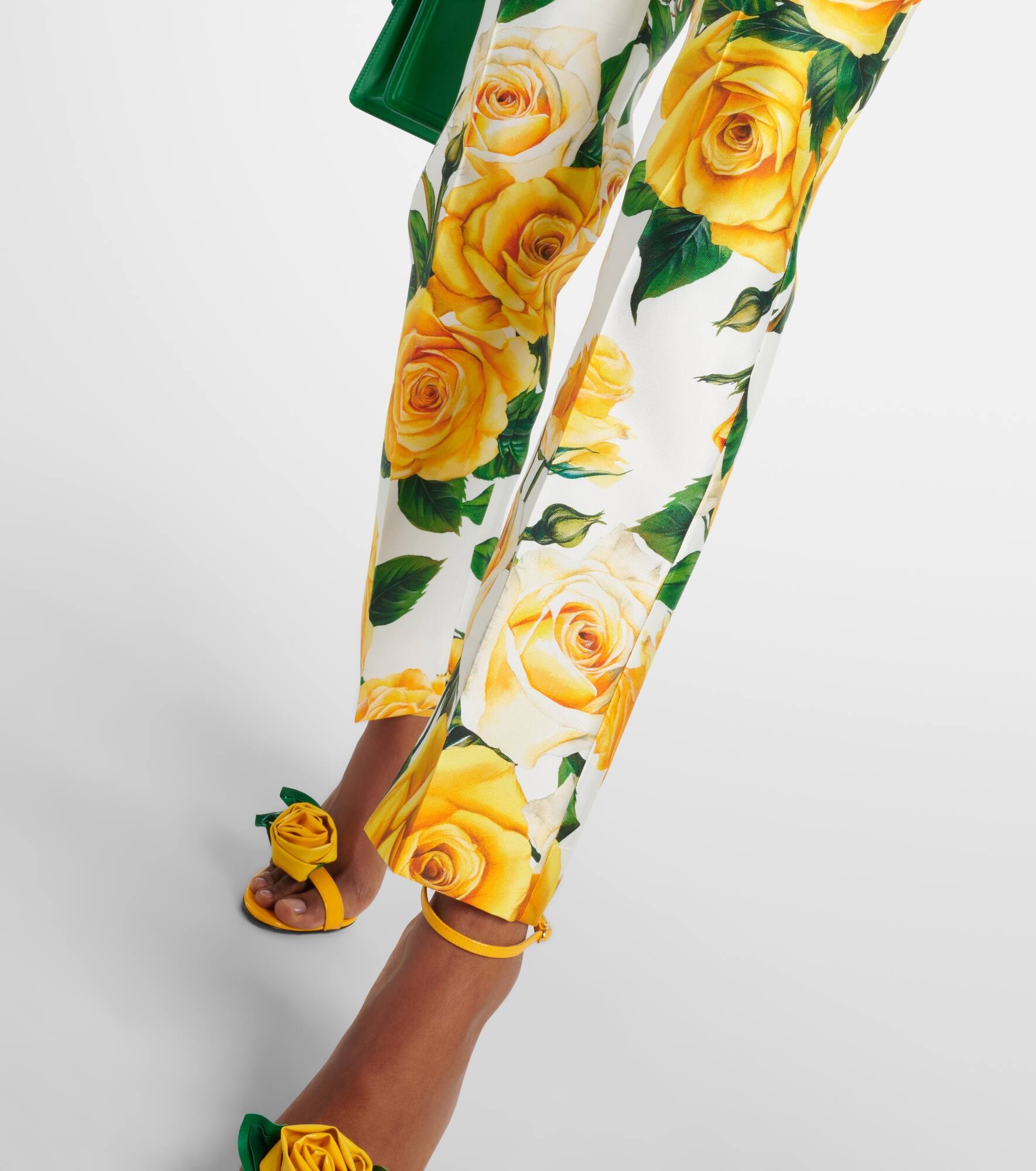 Floral high-rise silk-blend straight pants - 5