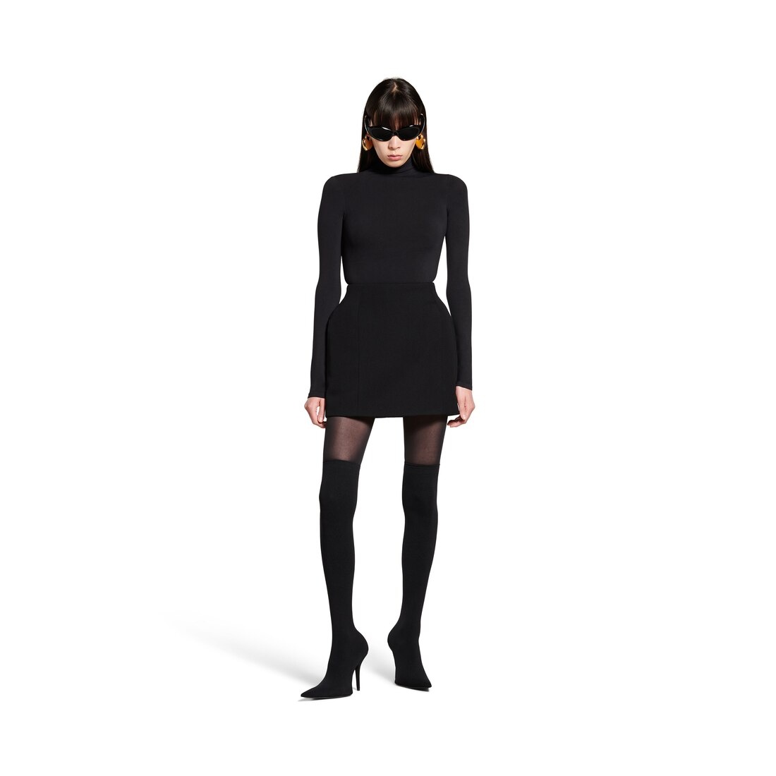 【BALENCIAGA】Hourglass Skirt Black:White Women's Hourglass Midi Skirt in Black | Balenciaga US