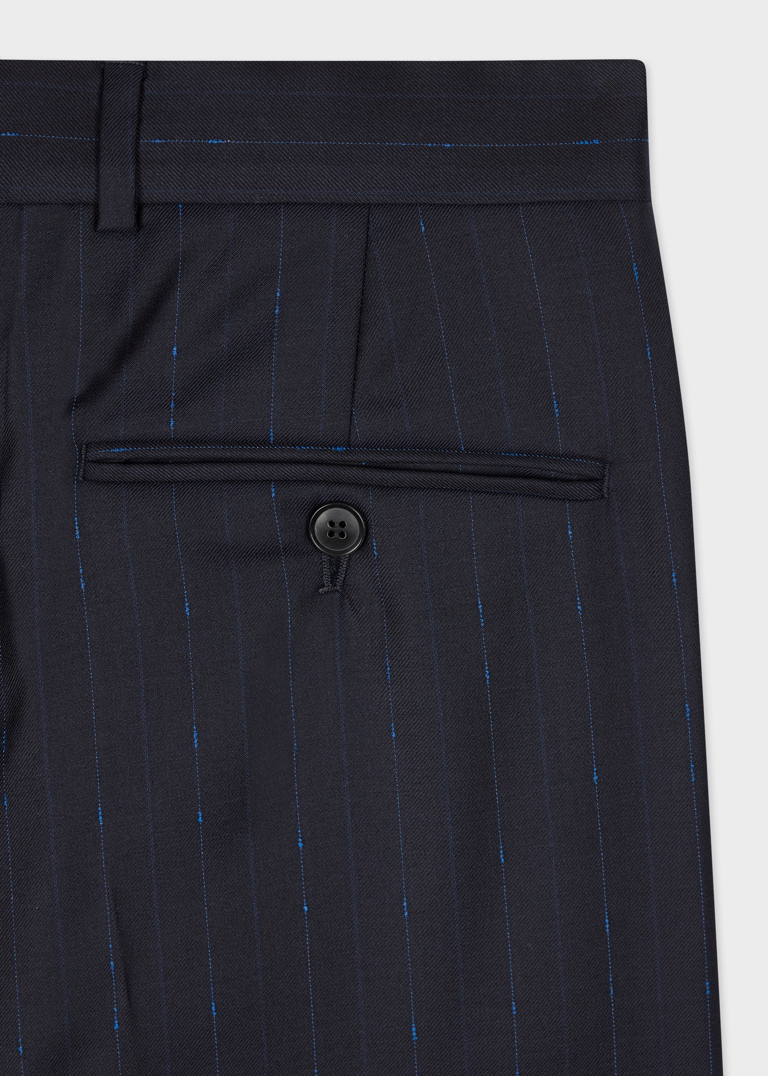 Dark Navy Pinstripe Wool Pleated Trousers - 2