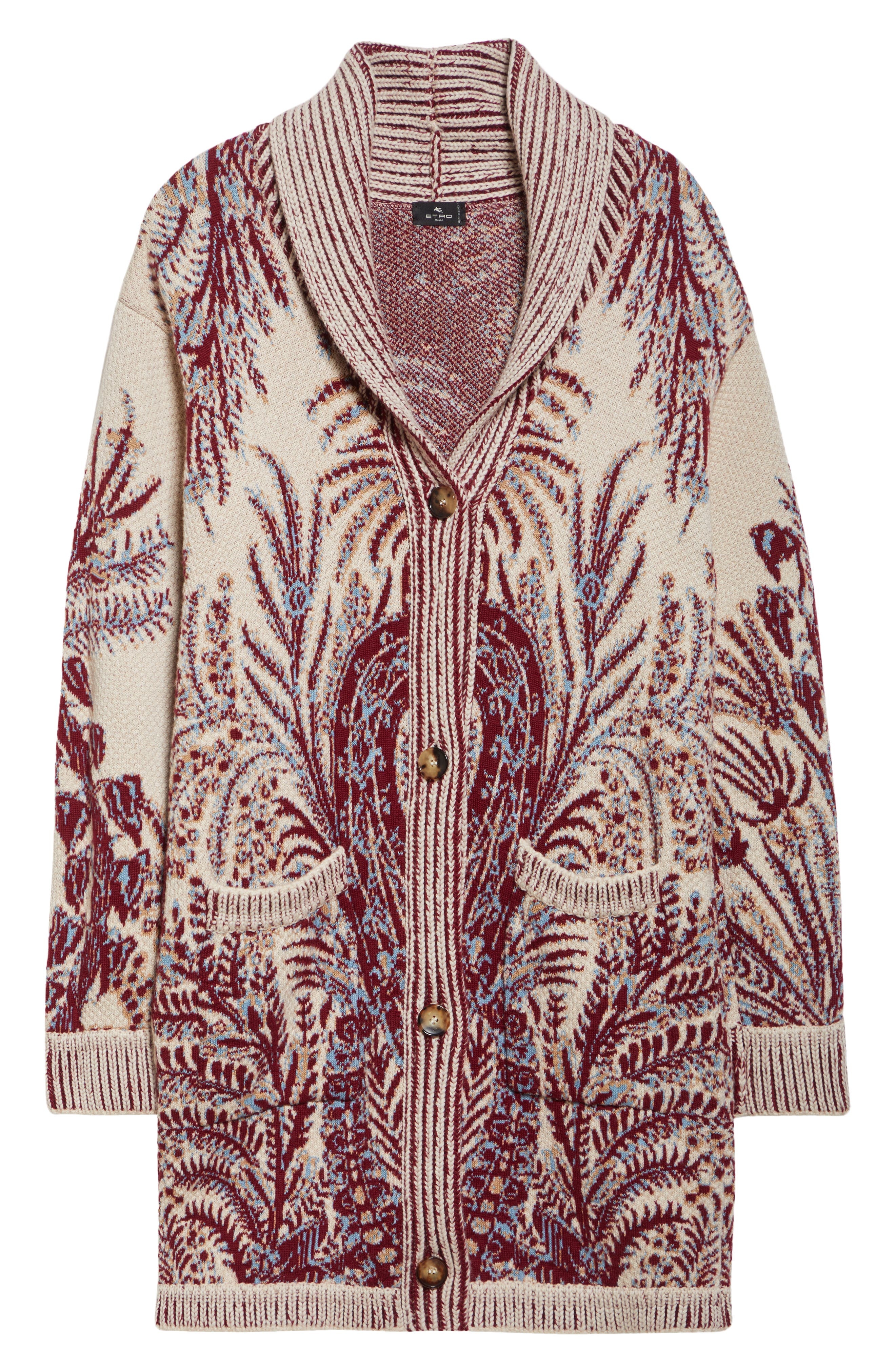 Etro Paisley Wool & Cotton Longline Cardigan in Stampa F.do Bianco at Nordstrom - 6