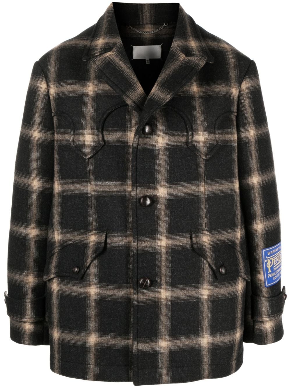 Pendleton check-print wool coat - 1