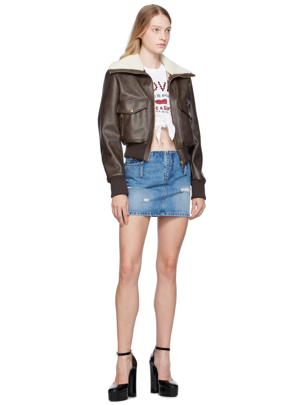 Blue Distressed Denim Miniskirt - 4