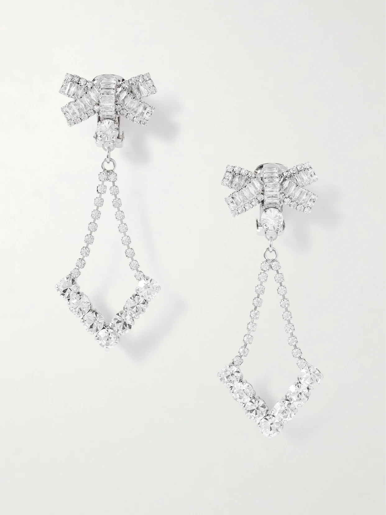 Silver-tone Crystal Clip Earrings - 1