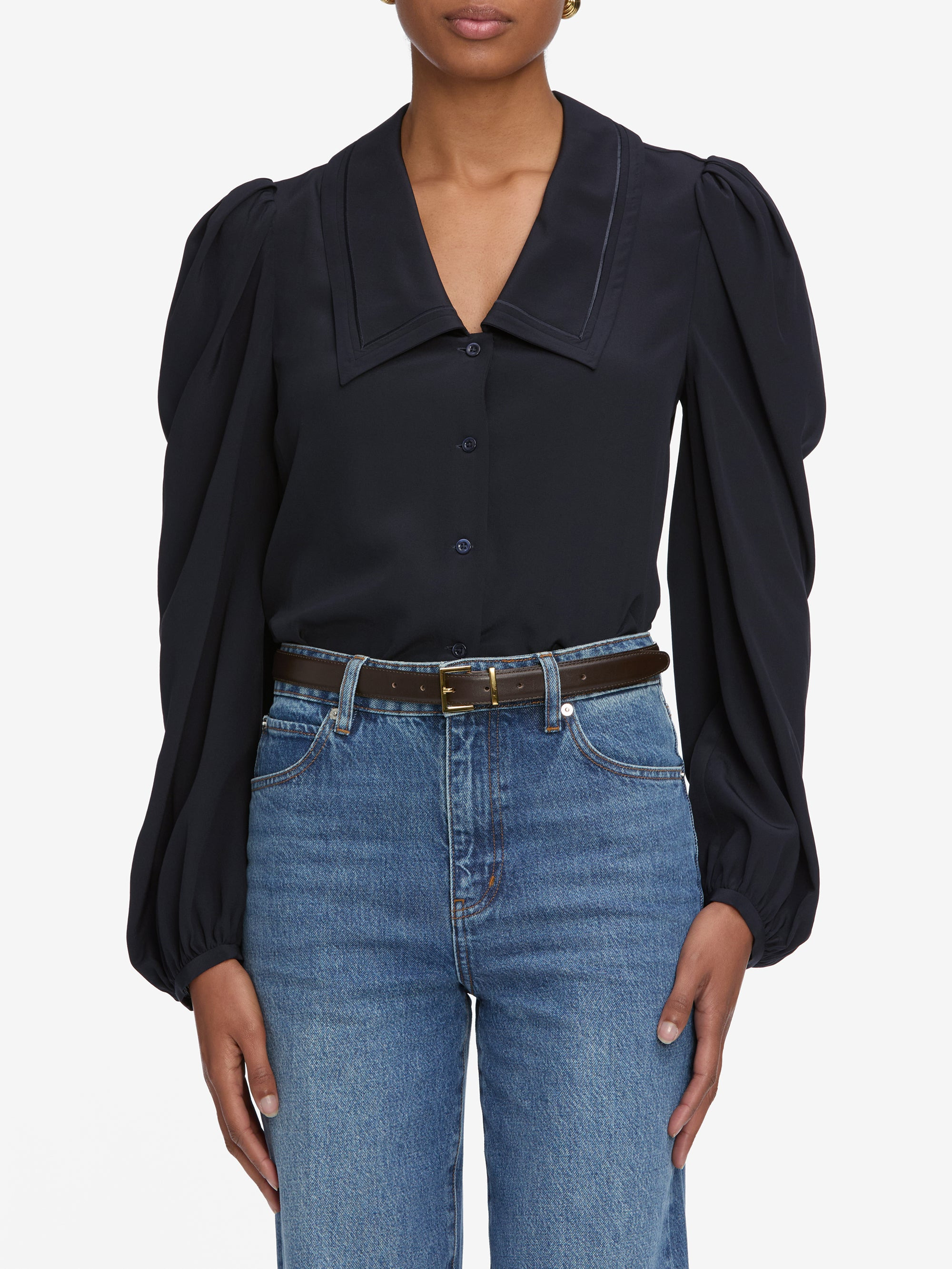 The Long Sleeve Sailor Blouse in Navy - 3