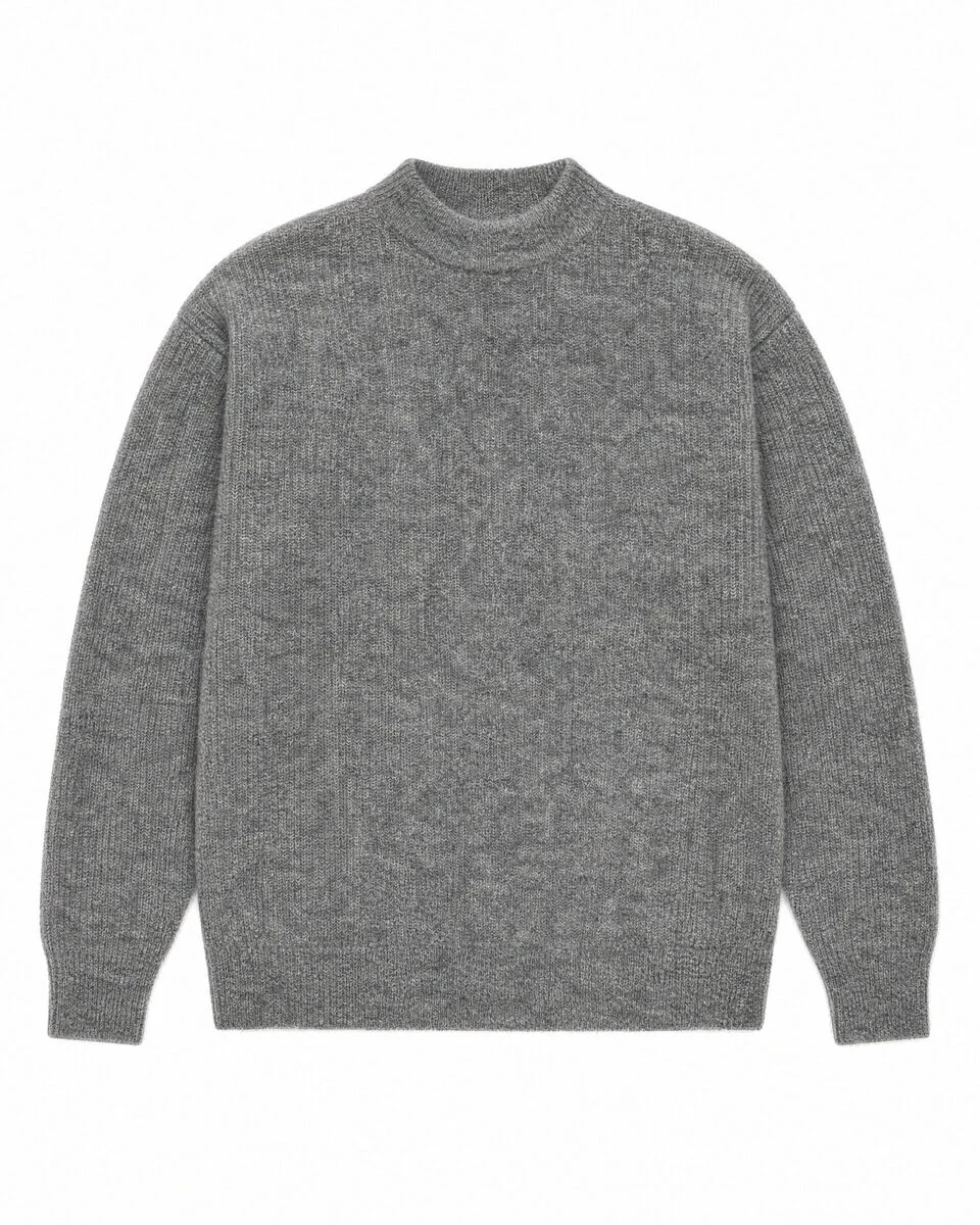 GRAY MOHAIR CREW-NECK SWEATER - 1