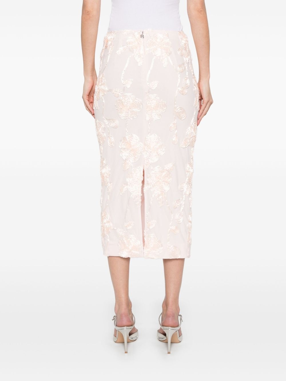 floral-mesh pencil skirt - 4