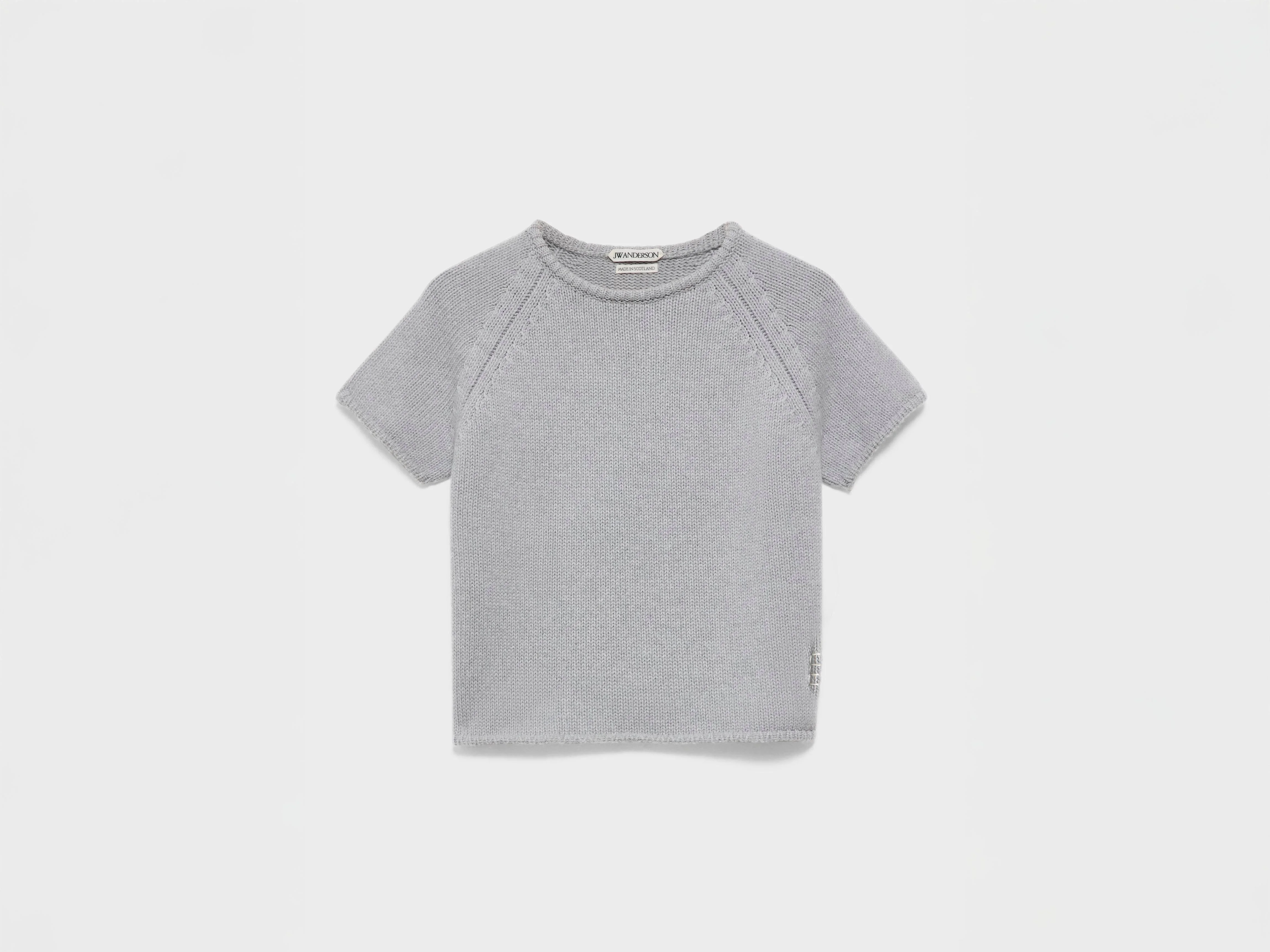 WOMENS KNITTED T-SHIRT IN GREY MELANGE - 1