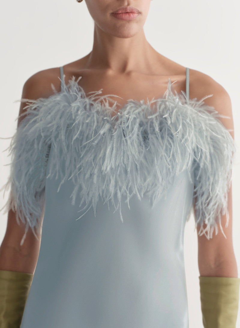 Odette Feather Trimmed Midi Dress 3