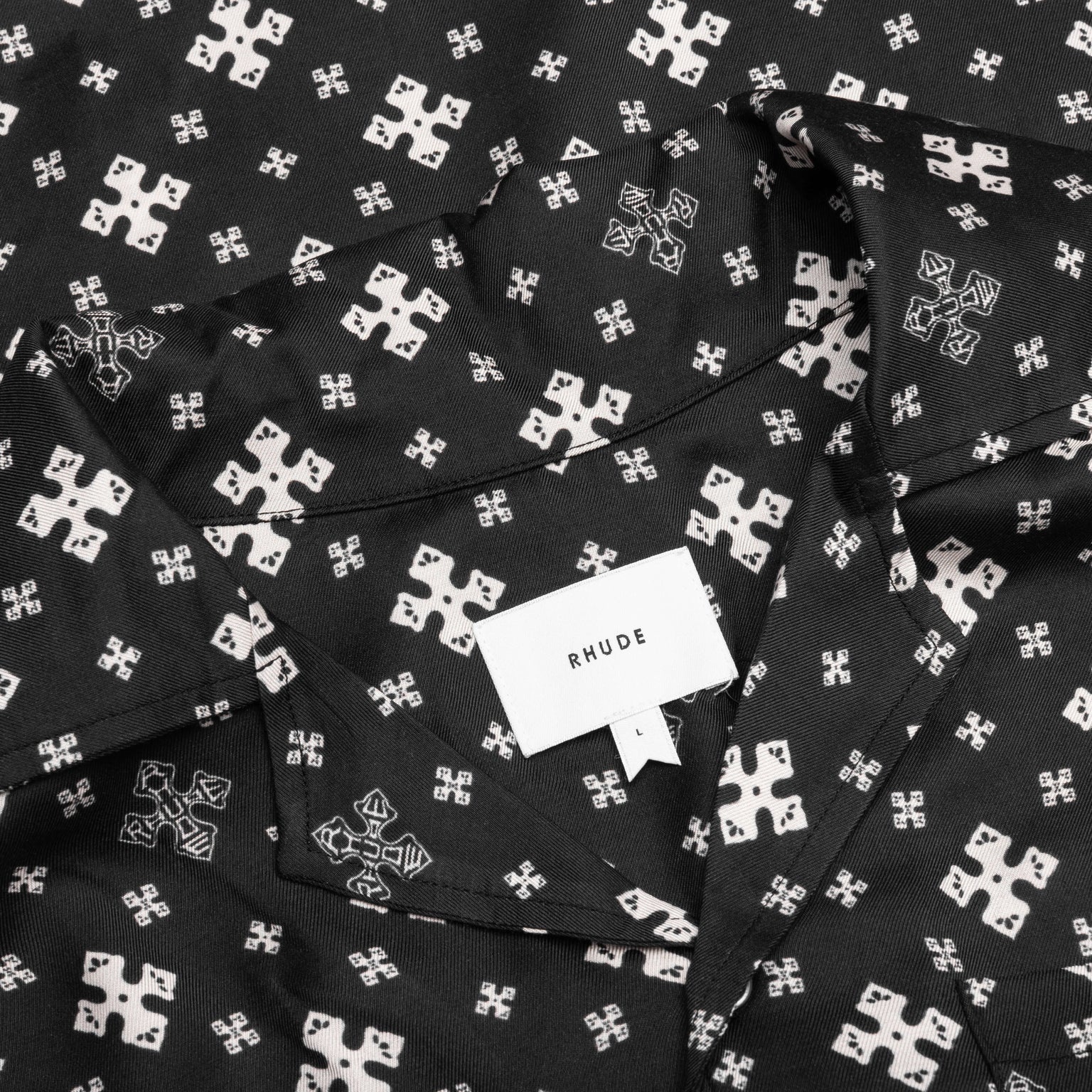 CROSS BANDANA RAYON SHIRT - BLACK/WHITE - 3