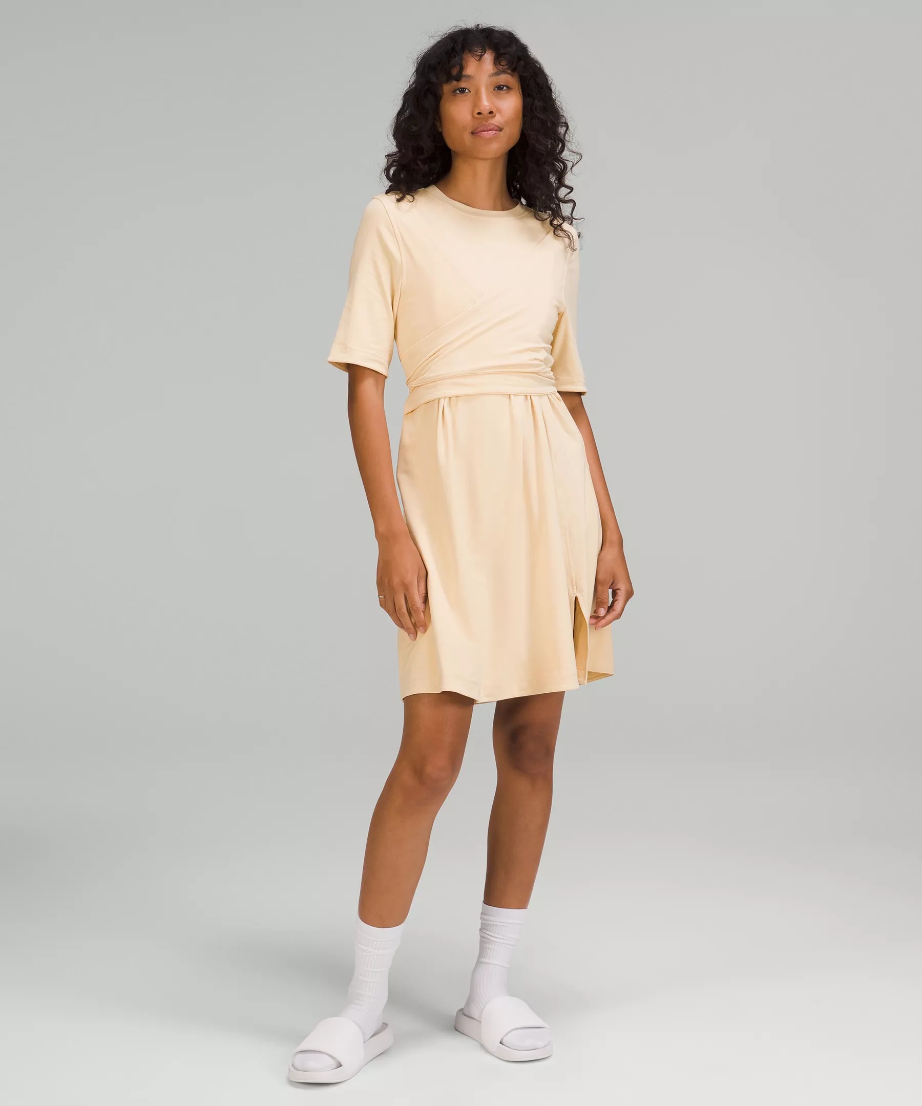 Cotton Wrap-Front T-Shirt Dress - 1