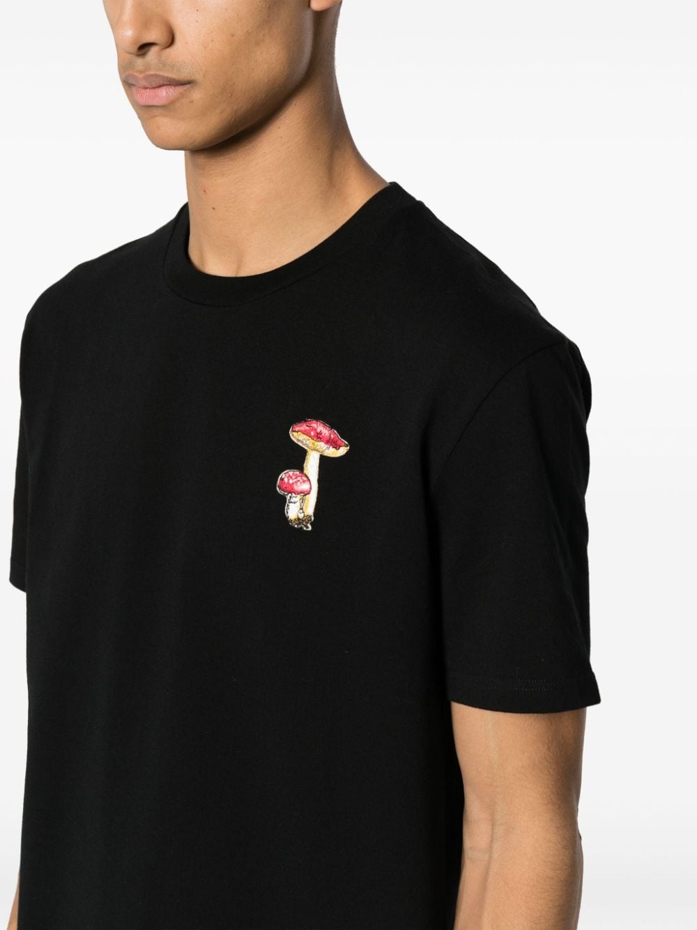 mushroom-embroidered cotton T-shirt - 5