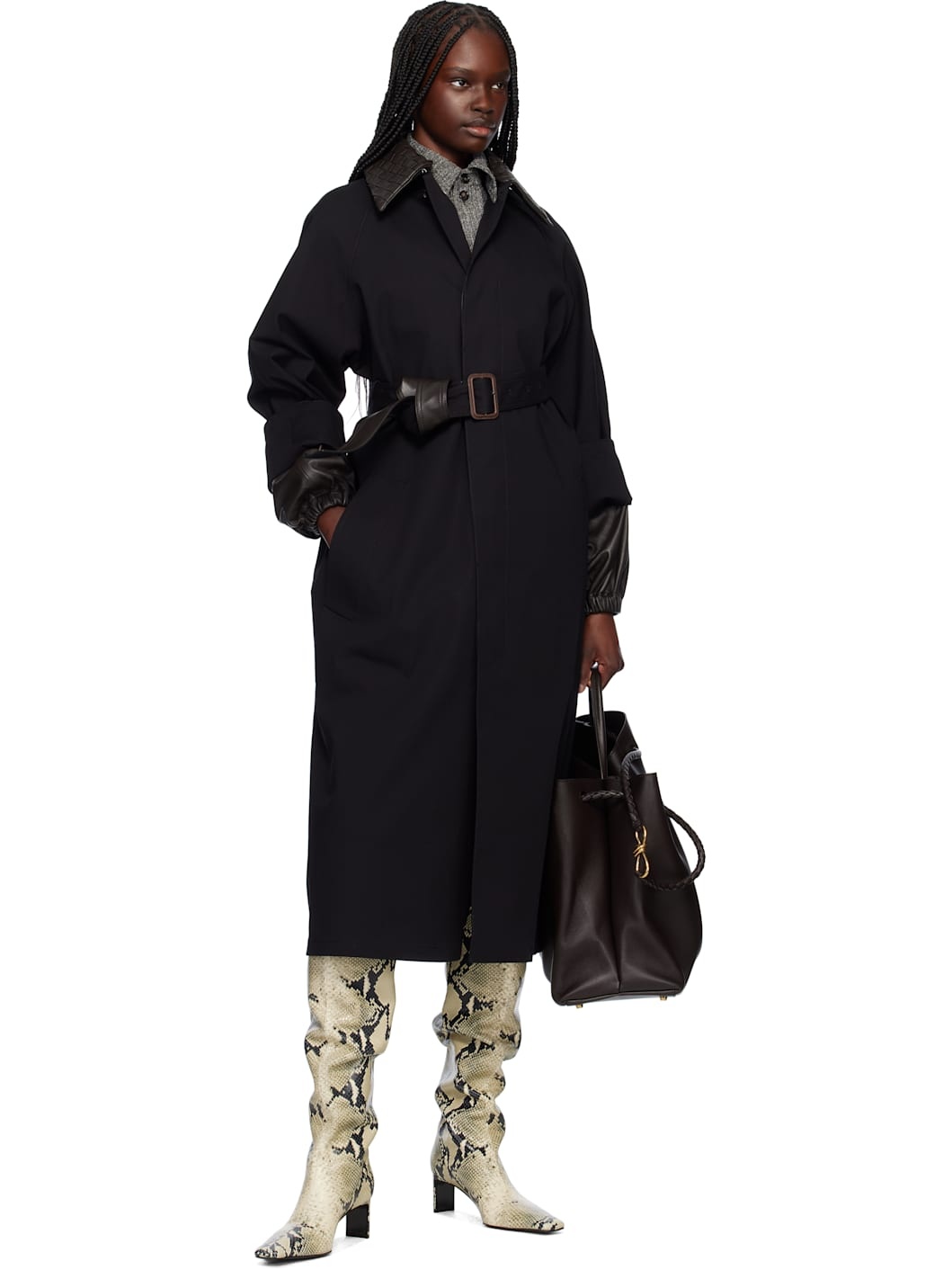 Black Cotton Trench Coat - 5