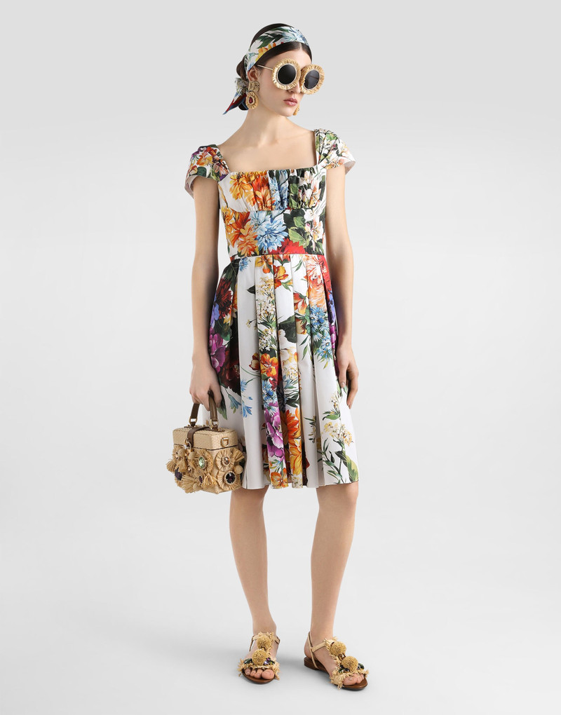 Dolce & Gabbana Flower bouquet-print poplin dress outlook