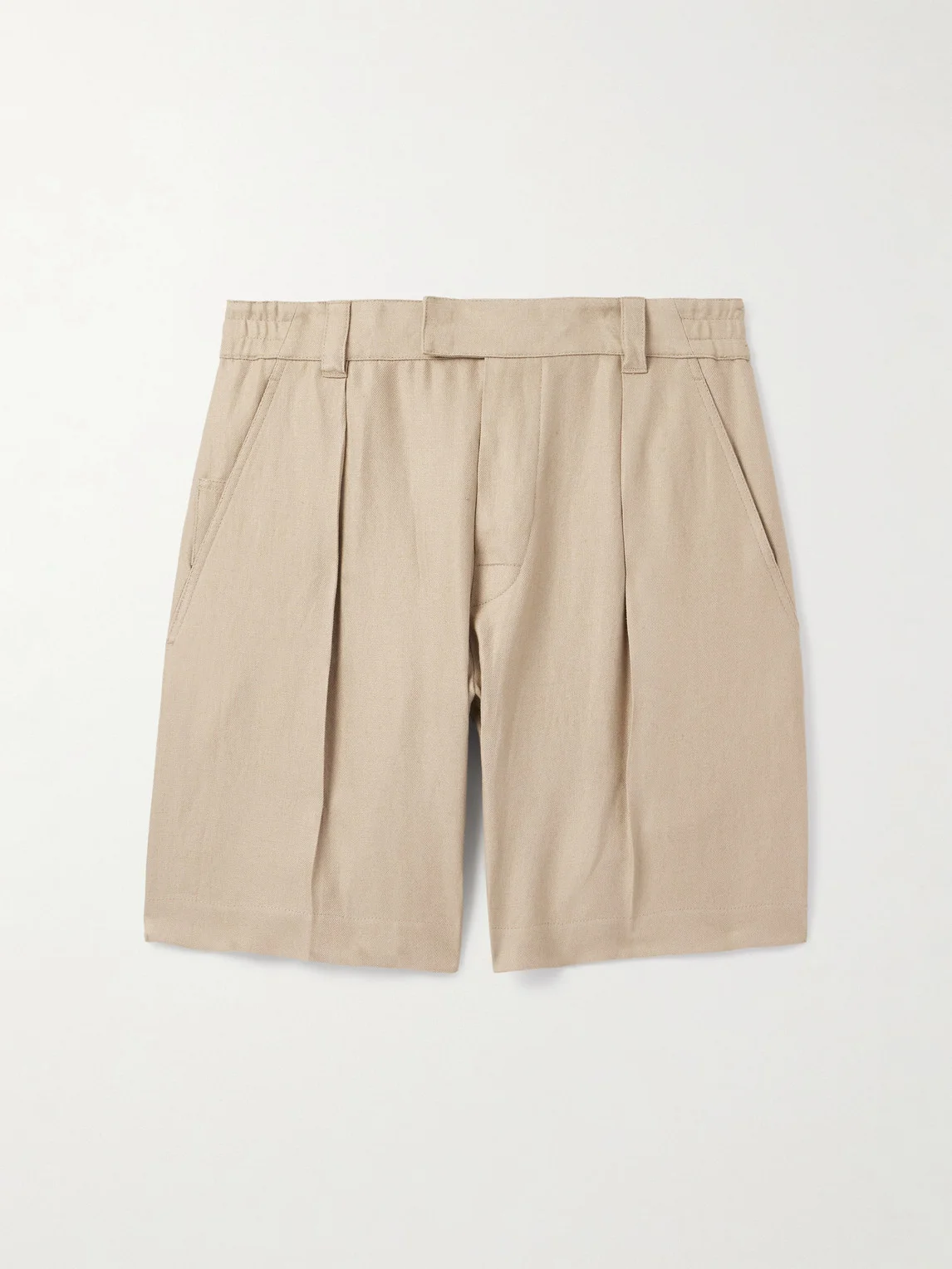 Reinga Wide-Leg Pleated Linen-Twill Bermuda Shorts - 1