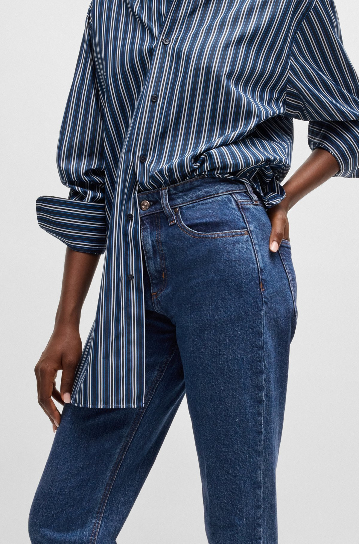 SLIM-FIT JEANS IN DEEP-BLUE COMFORT-STRETCH DENIM - 5