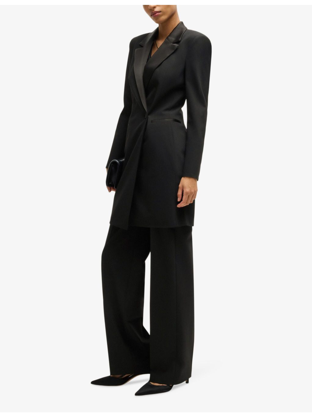 Notch-lapel slim-fit wool-blend blazer dress - 2