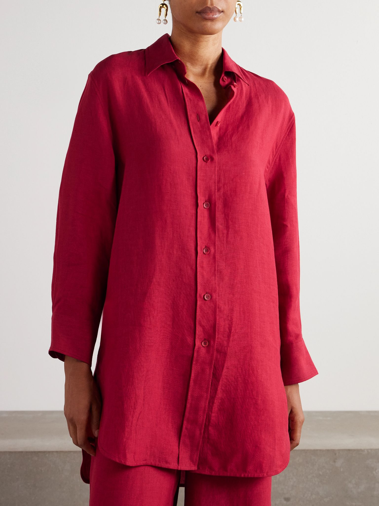 L'intemporel Mignonette linen shirt Red - 3