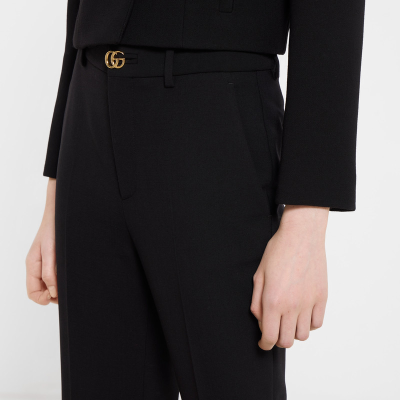 Crêpe wool pants with Double G button 3