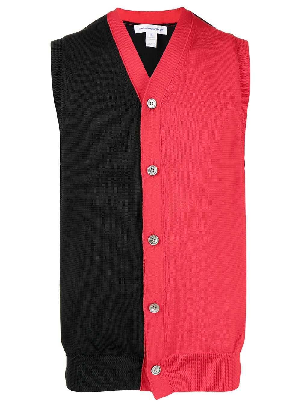 colour-block short-sleeve cardigan - 1