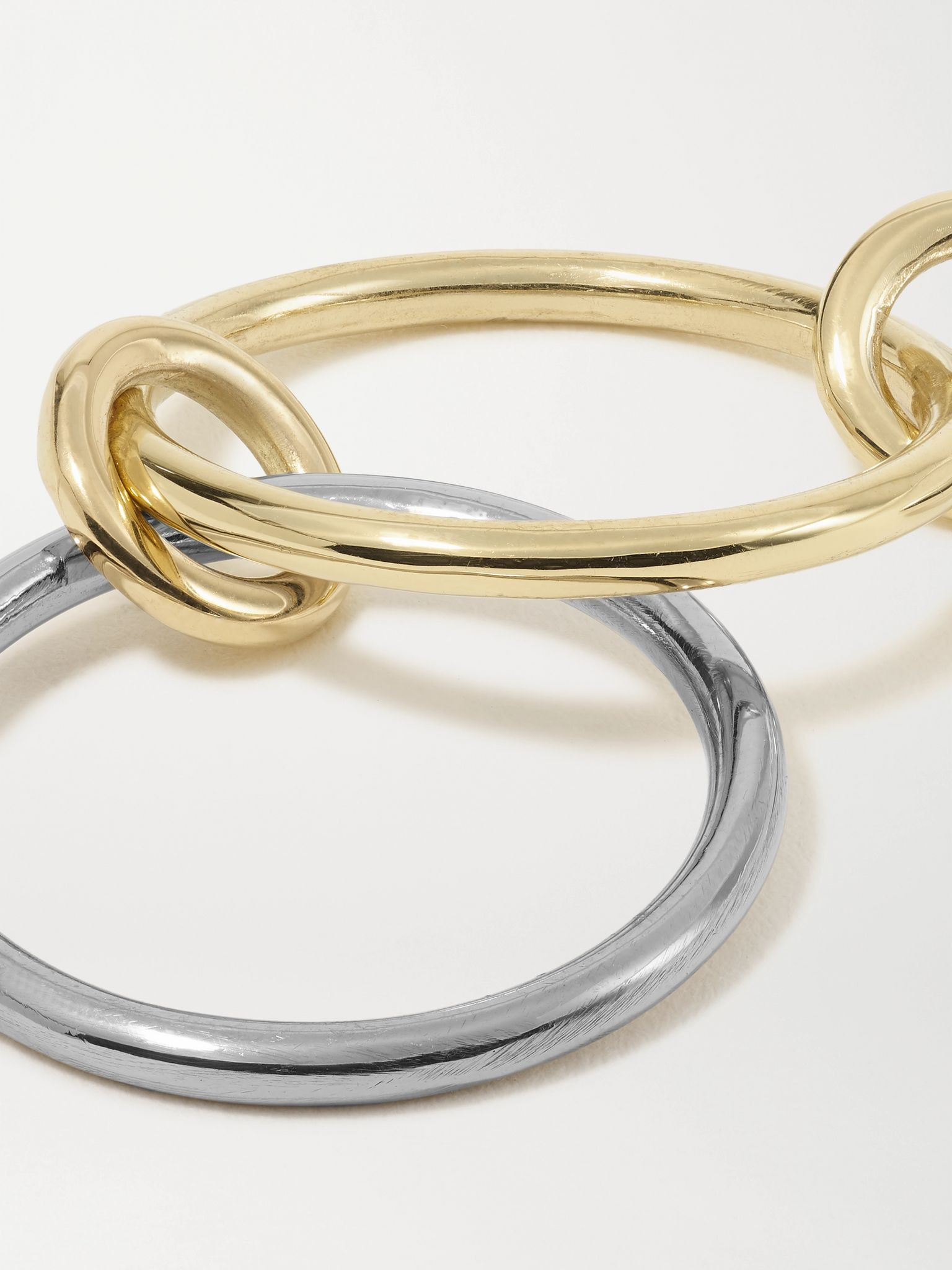 Fauna set of three 18-karat yellow, blackened gold and sterling silver rings Gold - 4