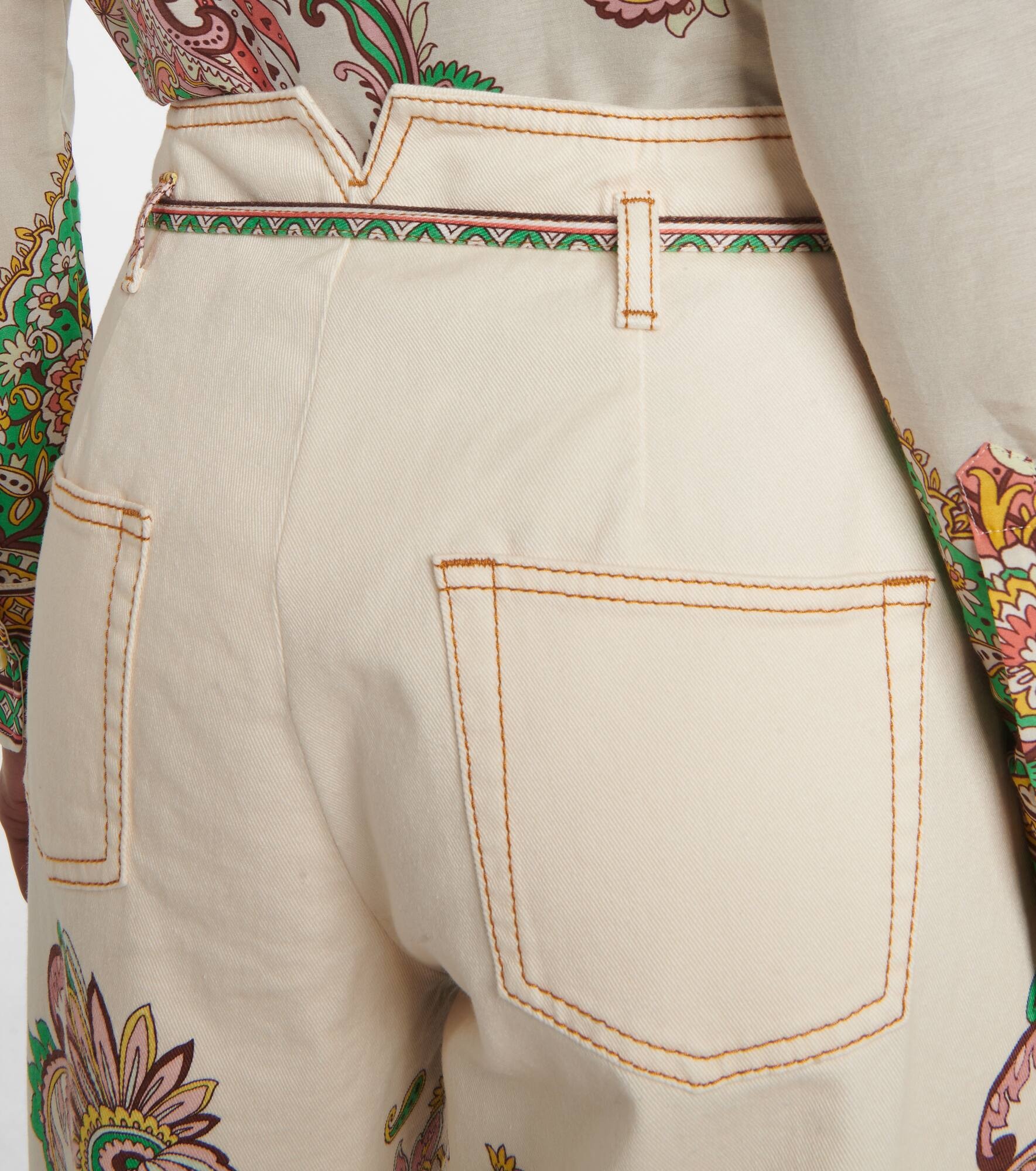 Printed cotton-blend wide-leg pants - 6