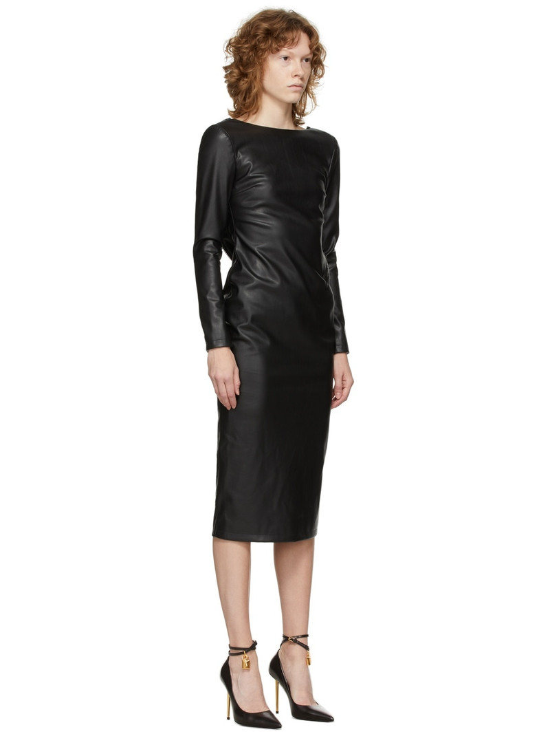 Black Vegan Open Back Zip Dress 2