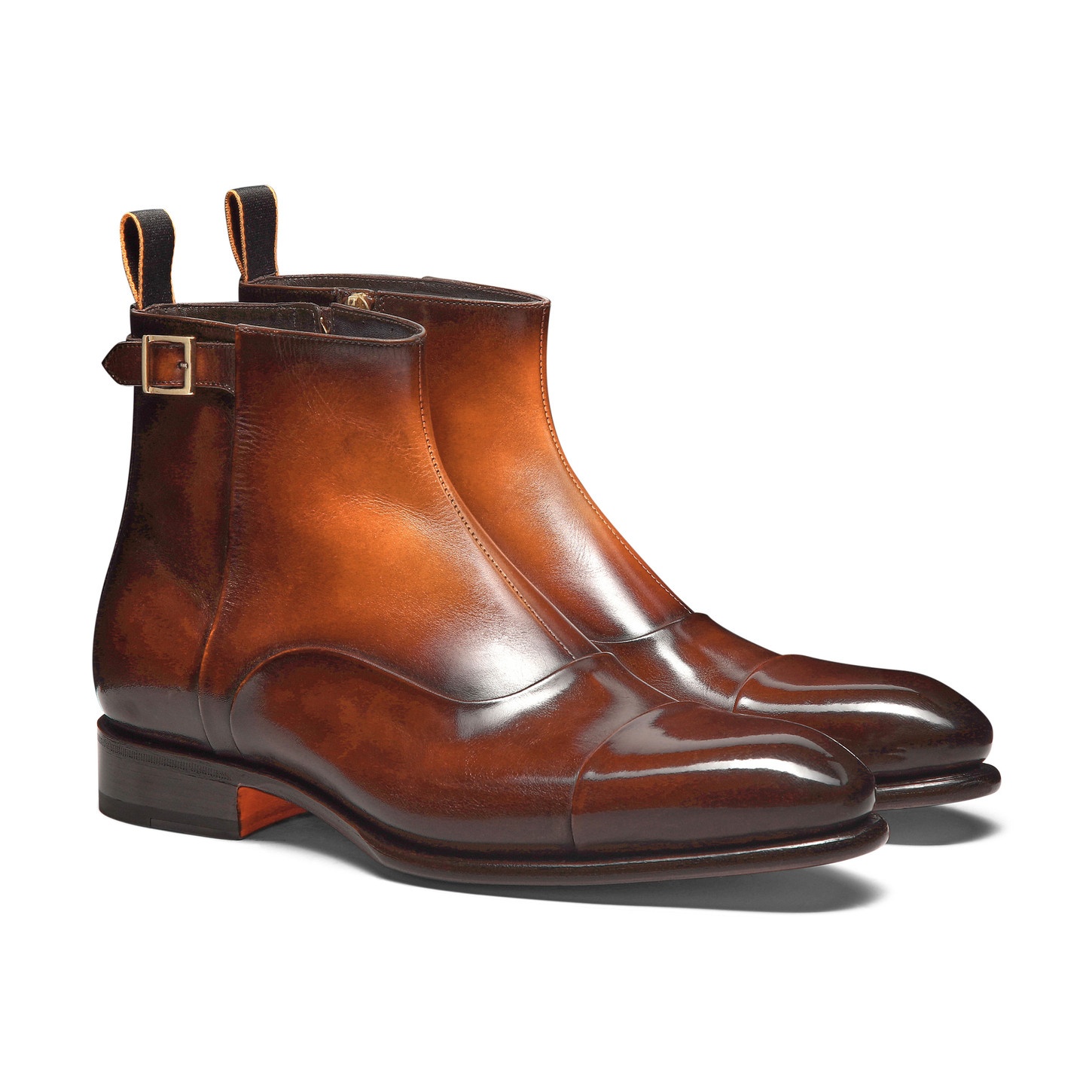 Men's orange leather ankle boot - 3