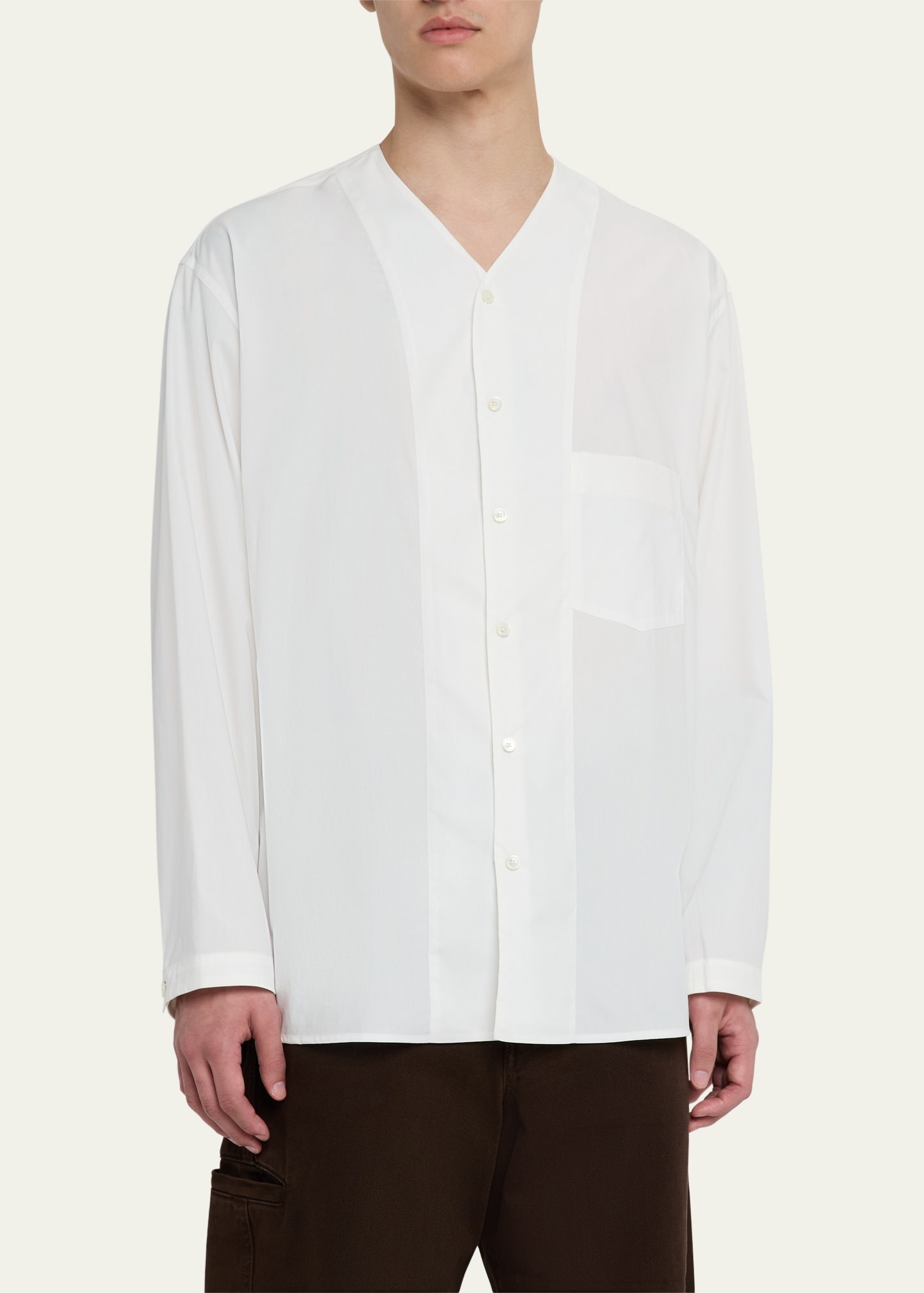 Men's V-Neck Button-Down Shirt - 4