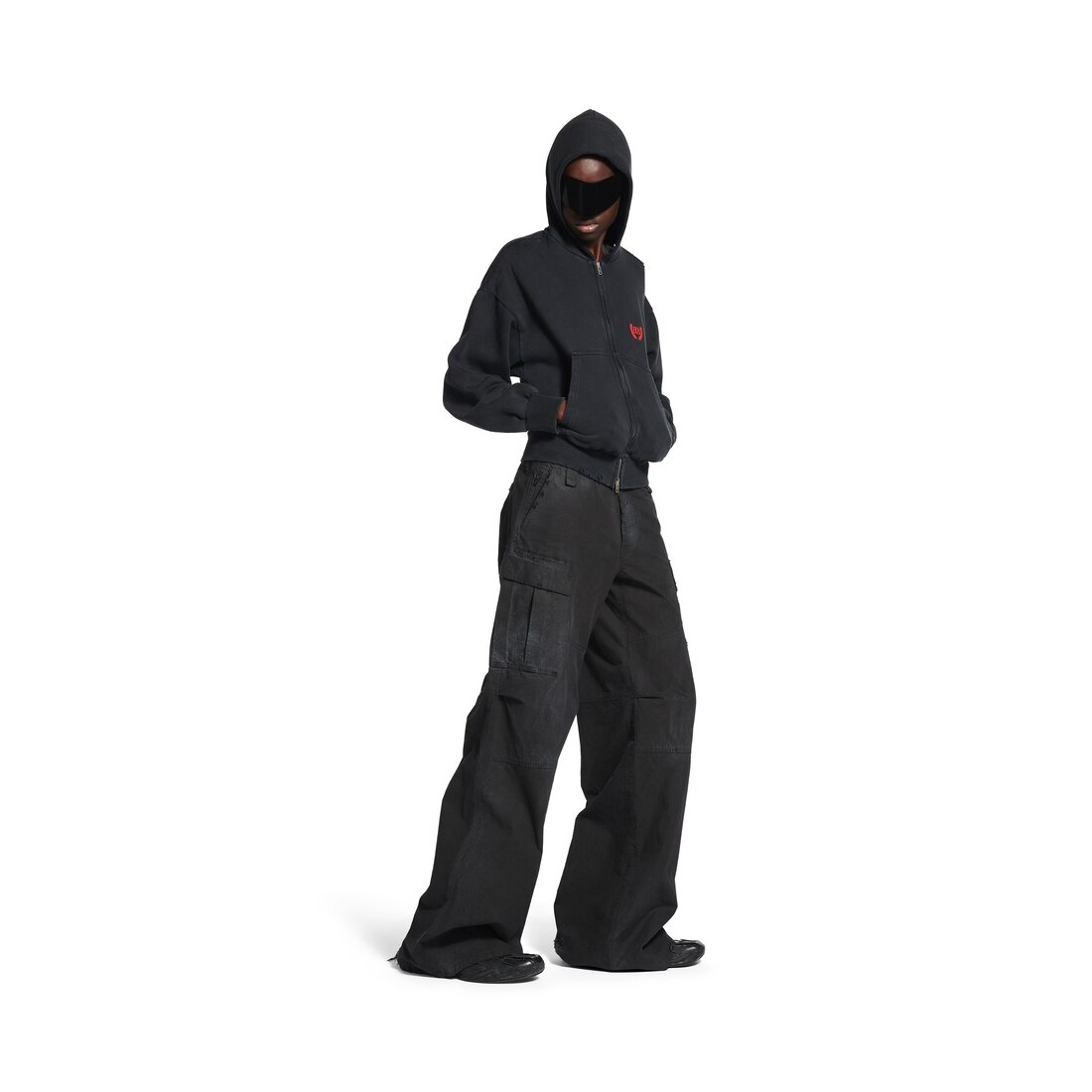 Women's Flared Cargo Pants in Black - 2