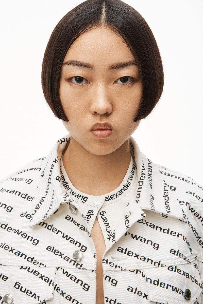 FALLING BACK LOGO JACKET IN WHITE DENIM 4