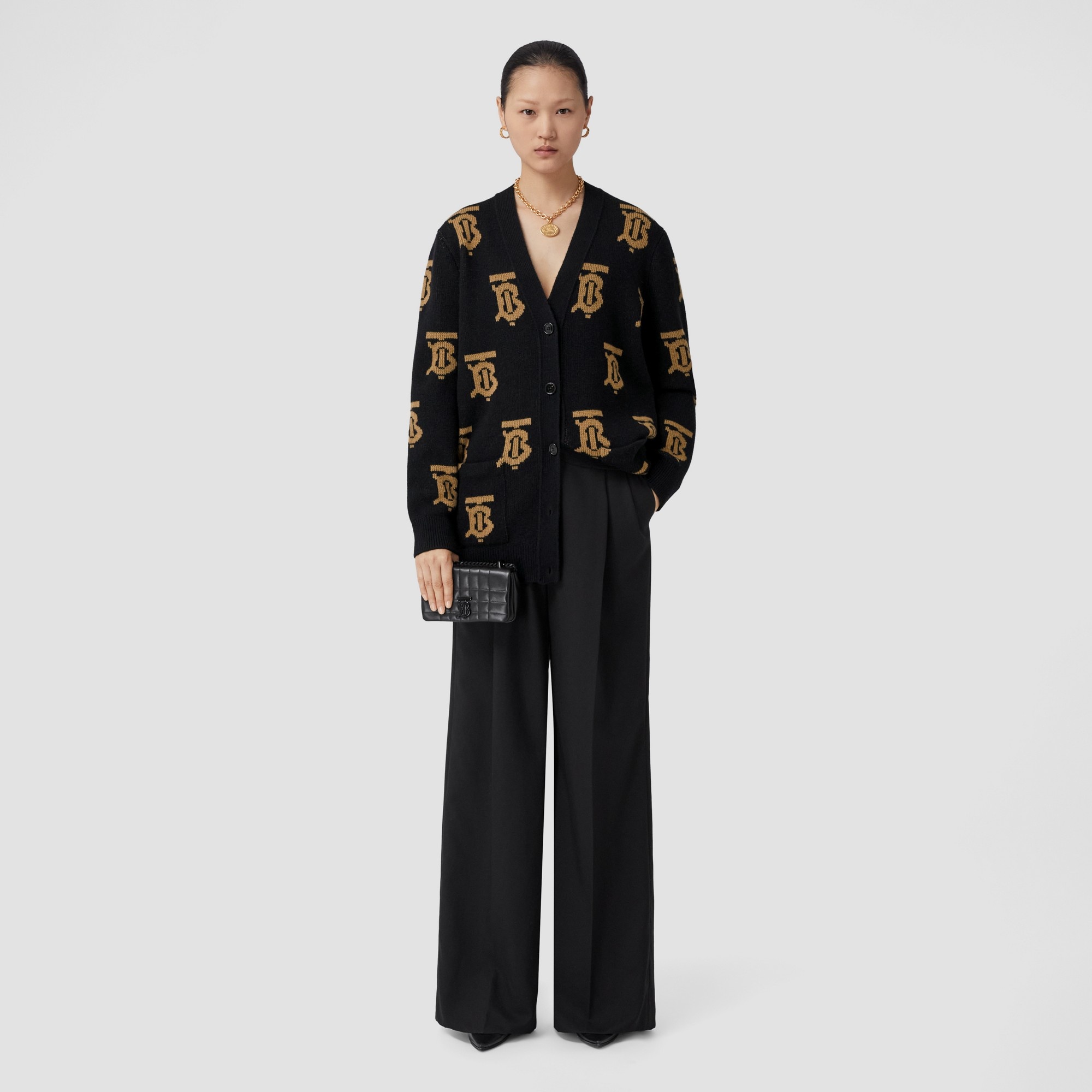 Monogram Motif Wool Jacquard Cardigan - 5