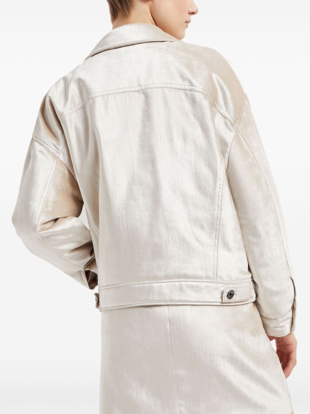padded pearlescent-finish jacket - 4