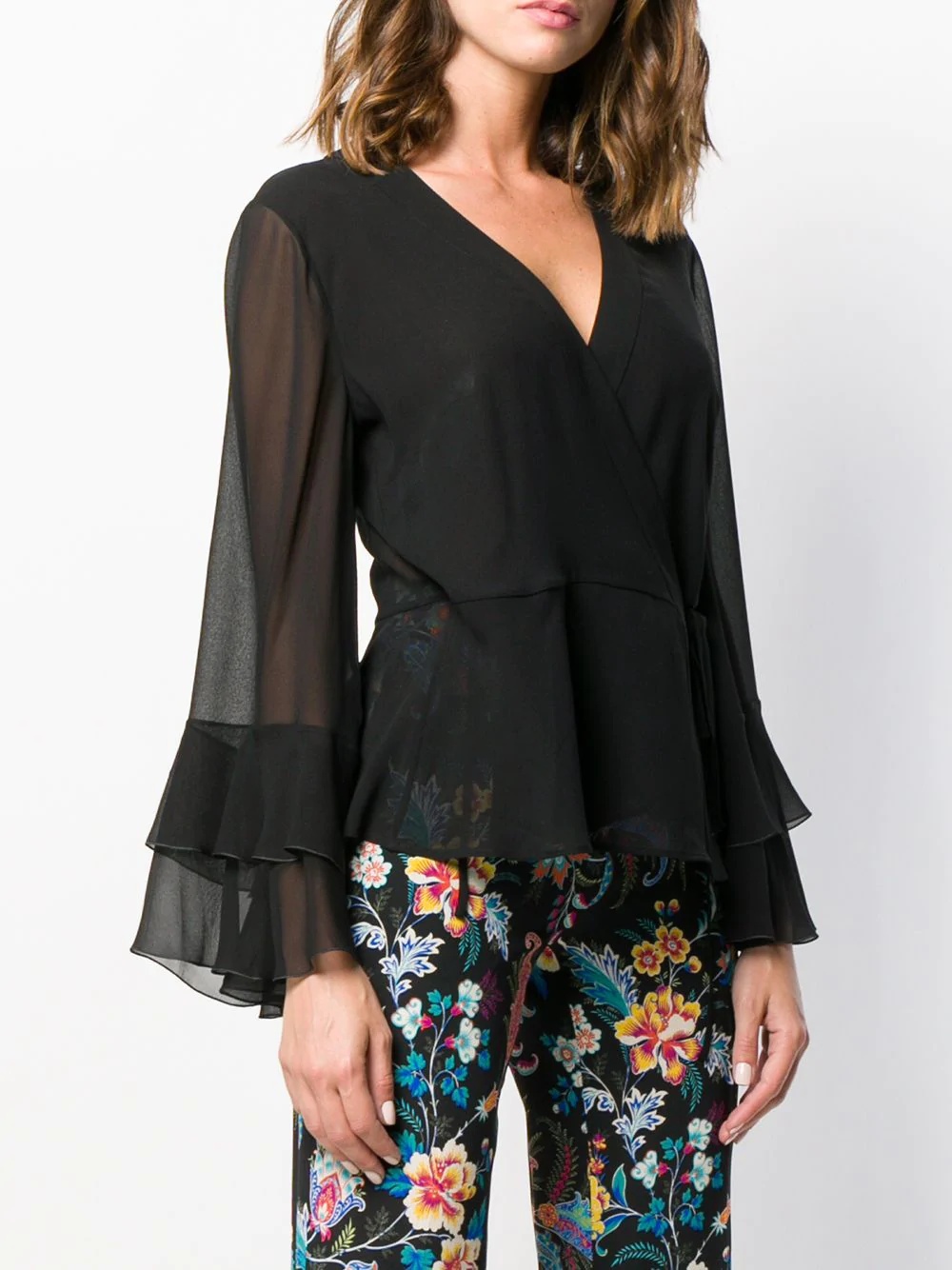 wrap style front blouse - 3