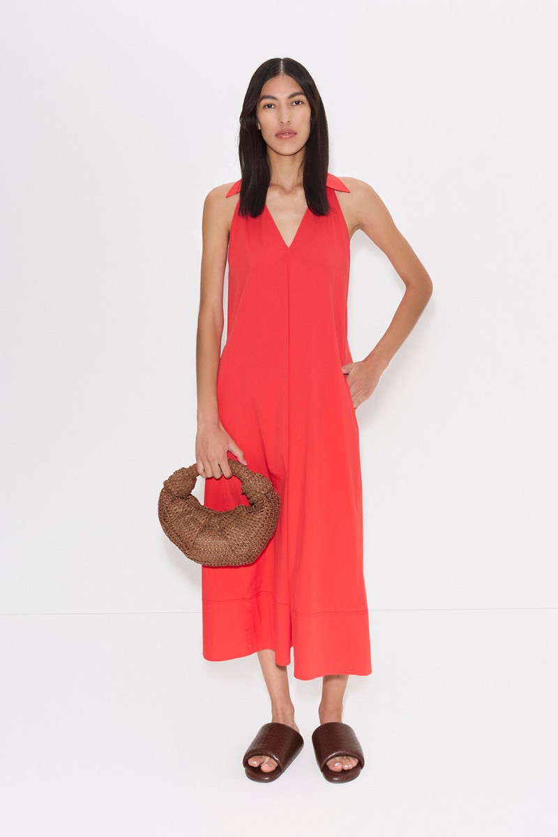 Nava Poplin Midi Dress in Cherry Red 5