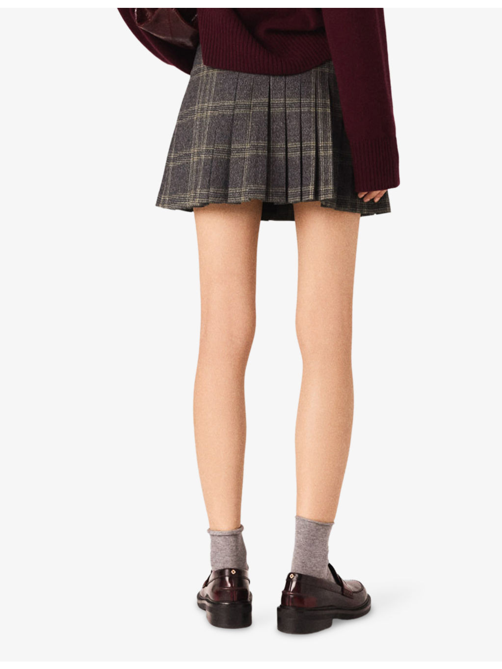 Checked Pleated Woven Mini Skirt - 4