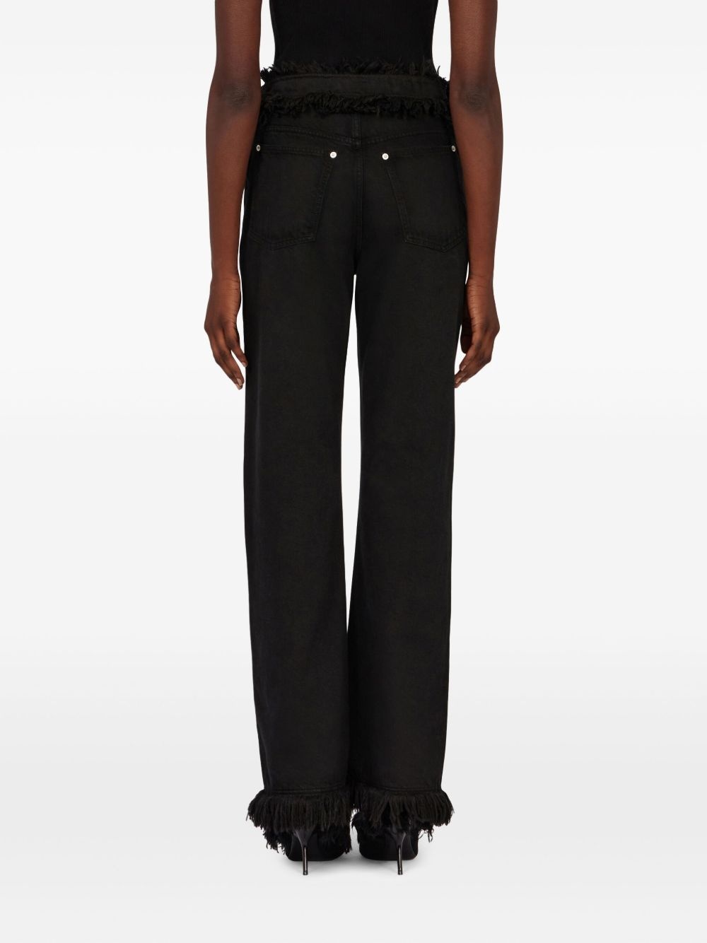 fringed straight-leg jeans - 4