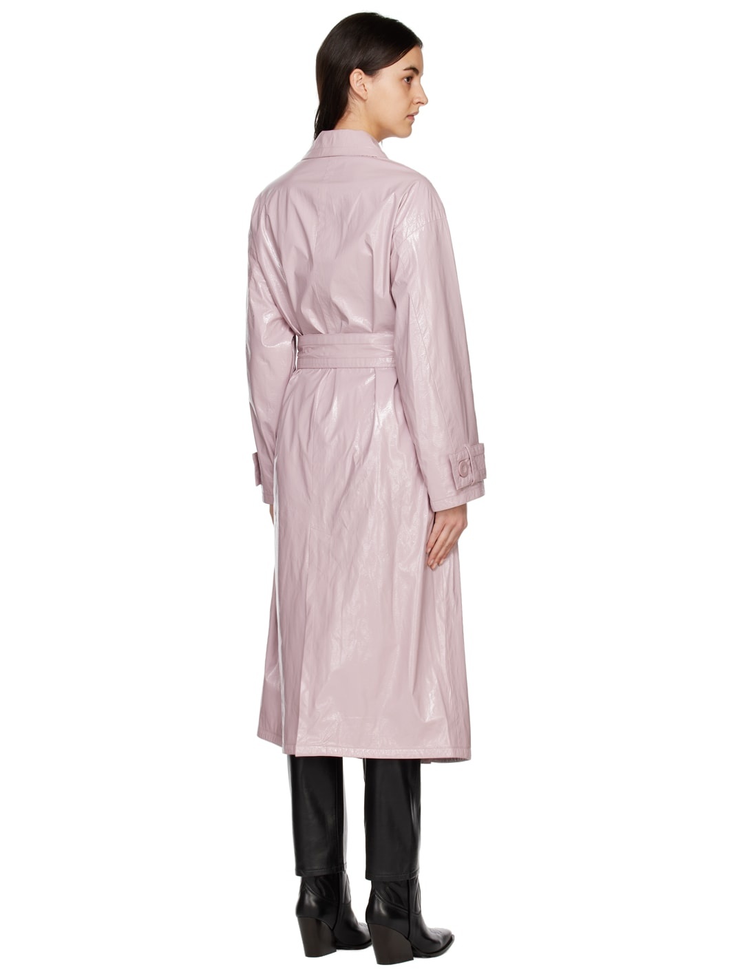 Pink Katharina Faux-Leather Trench Coat - 3