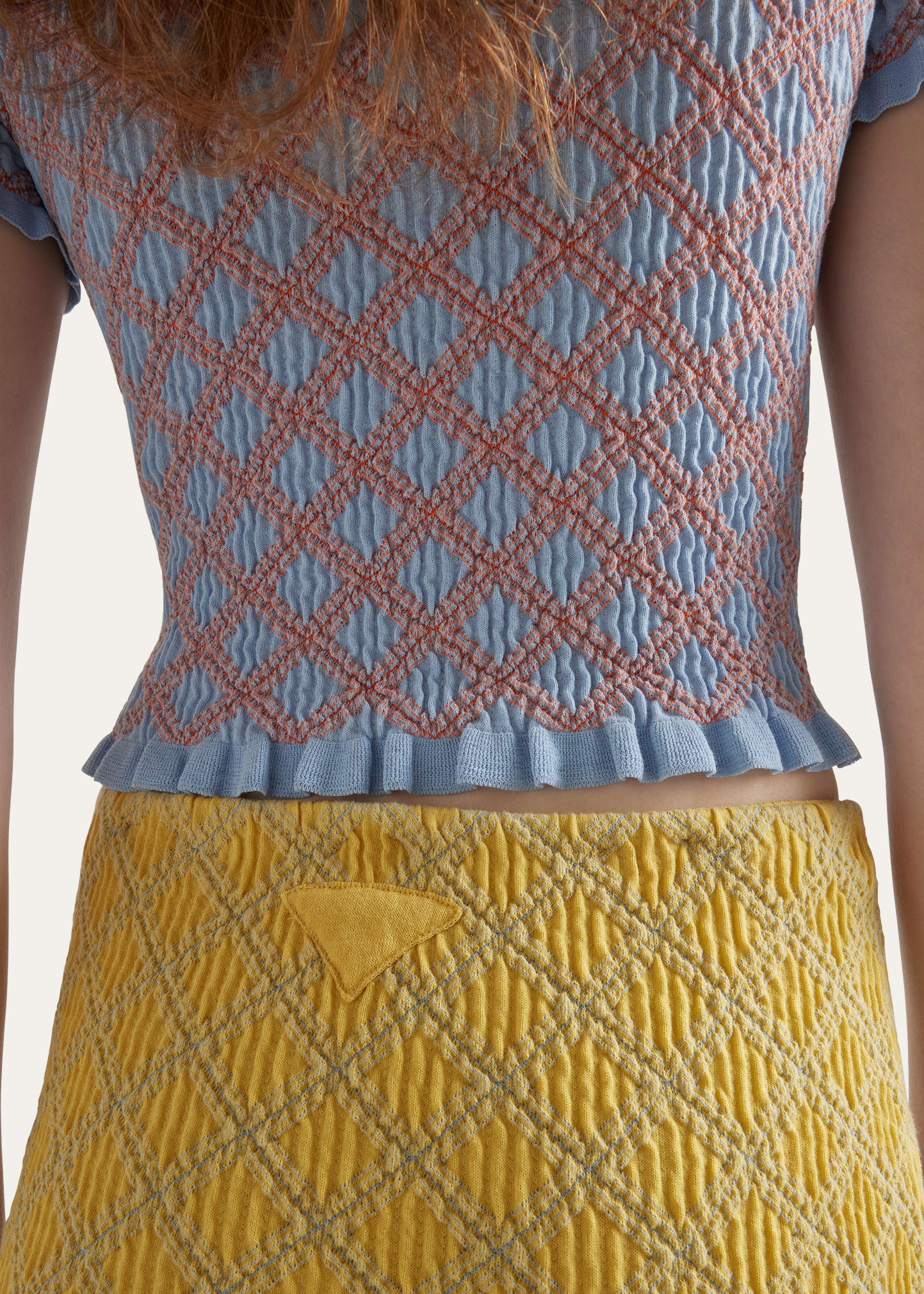 Diamond Pattern Smocked Knit Skirt - 5