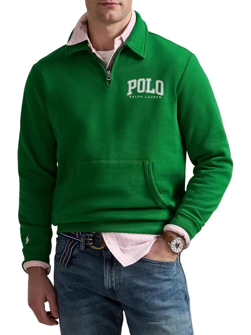 Men's Logo Cotton-Blend Fleece Polo Sweatshirt - Cruise Green 3
