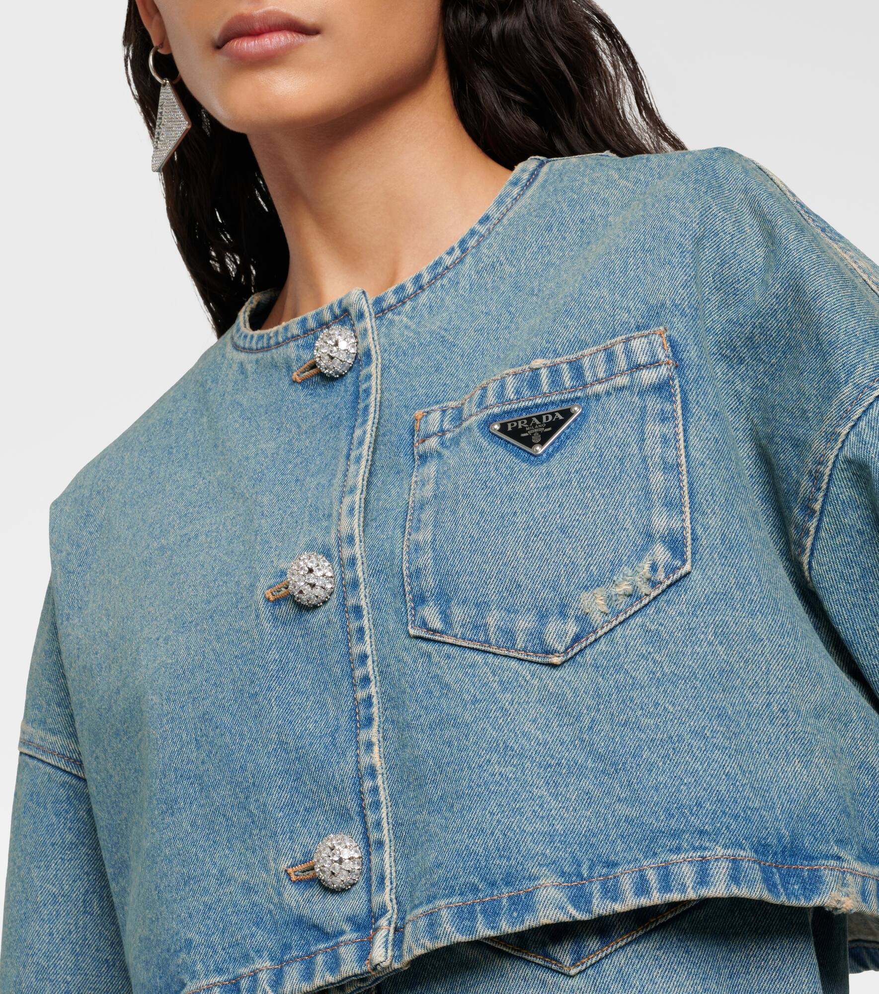 Cropped denim jacket - 4