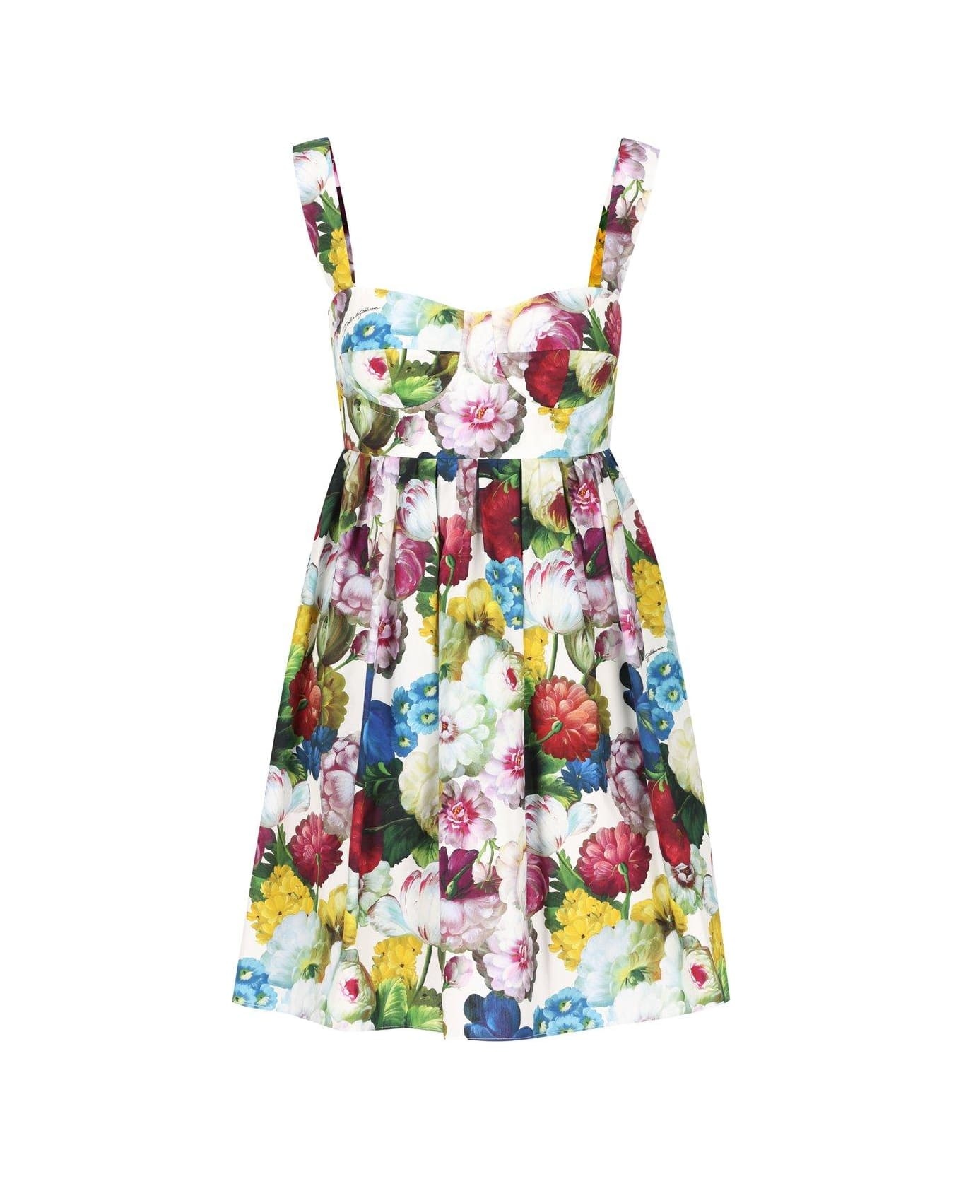 Floral Printed Mini Corset Dress - 1