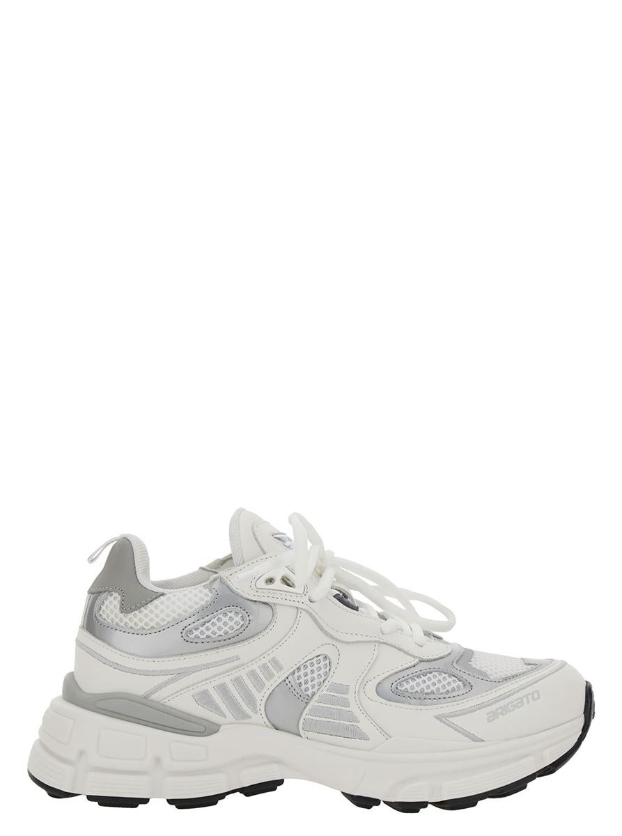 AXEL ARIGATO 'MARATHON GHOST RUNNER' WHITE LOW TOP SNEAKERS WITH REFLECTIVCE DETAILS IN LEATHER BLEN - 1